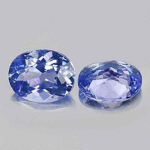 1.24tcw Natural Slightly Purplish Blue Tanzanite Gemstone - 6x5mm Oval Cut VS Loose Stones (Matched Pair) - Perfect for Jewelry Making, Engagement Rings & Collector's Specimens