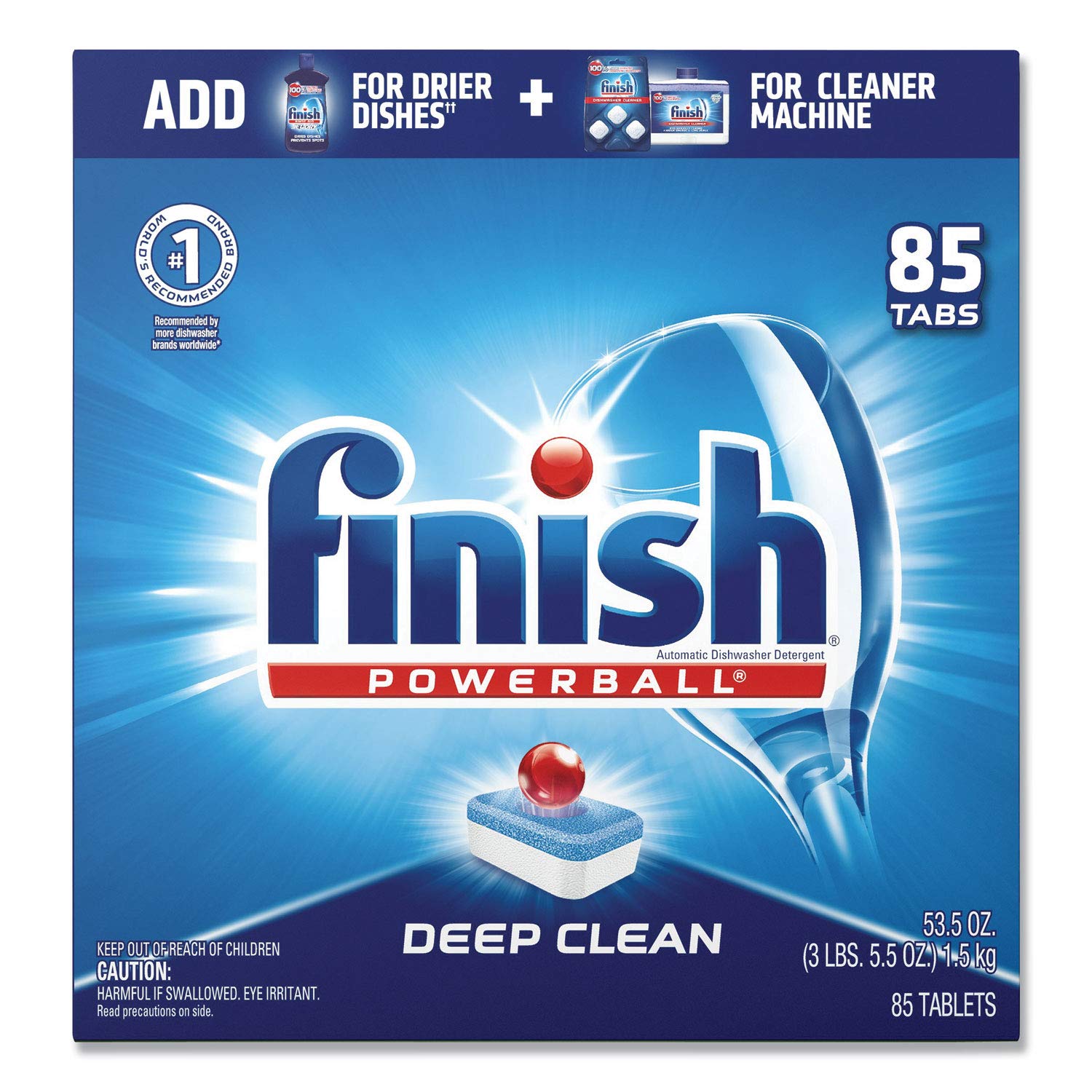 FINISH 89729CT Powerball Dishwasher Detergent Tabs, Fresh Scent, 85 Count (Pack of 4) - Deep Clean Dishes & Remove Tough Stains for Sparkling Results