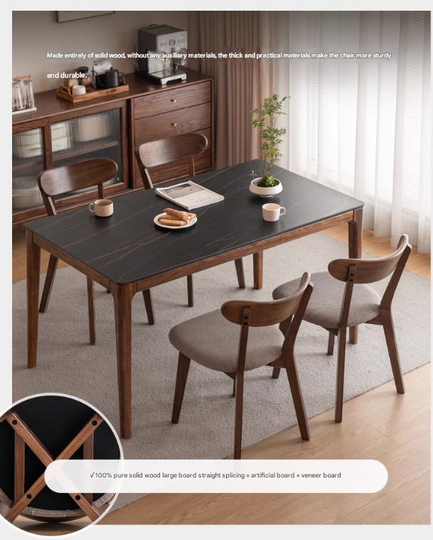 Solid Black Walnut Wood Dining Chairs with Soft Back - Elegant & Comfortable Seating for Home, Restaurant, and Office Use