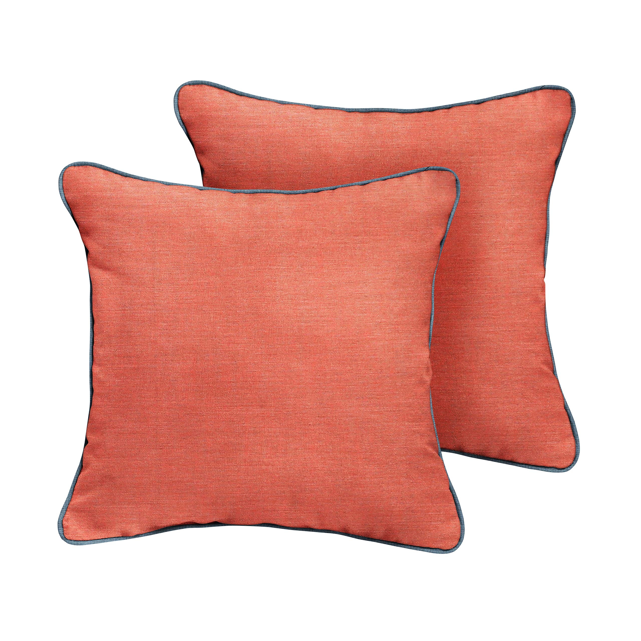Sorra Home Indoor Outdoor Sunbrella Pillow Set - Waterproof & Fade Resistant Decorative Throw Pillows for Patio, Sofa, Bed - Coral Color Cushion Covers for All Weather Use