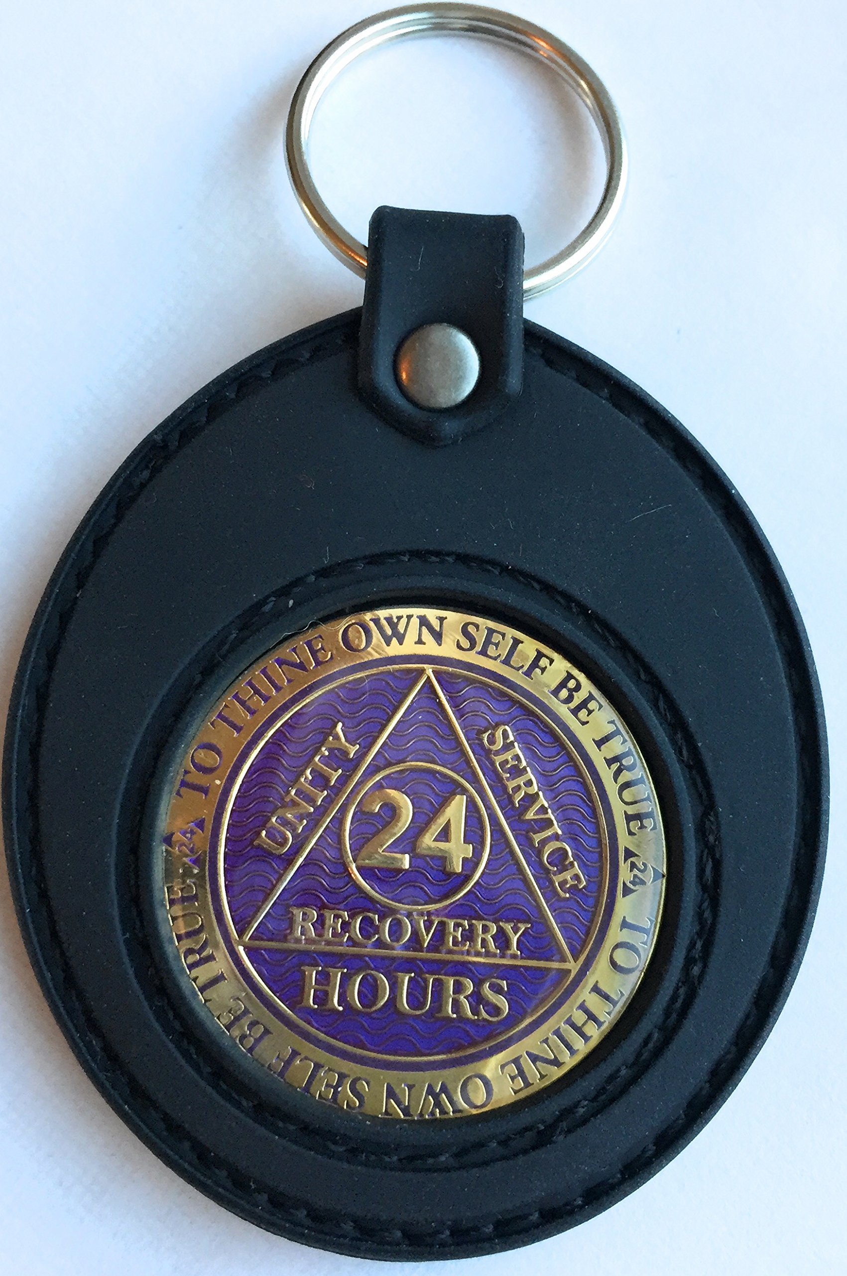 Universal AA Medallion or Coin Holder Keychain - Soft Silicone Key Ring for Recovery Chips, Tokens & Collectibles (Black) - Perfect for 12-Step Programs, Sobriety Gifts & Everyday Carry