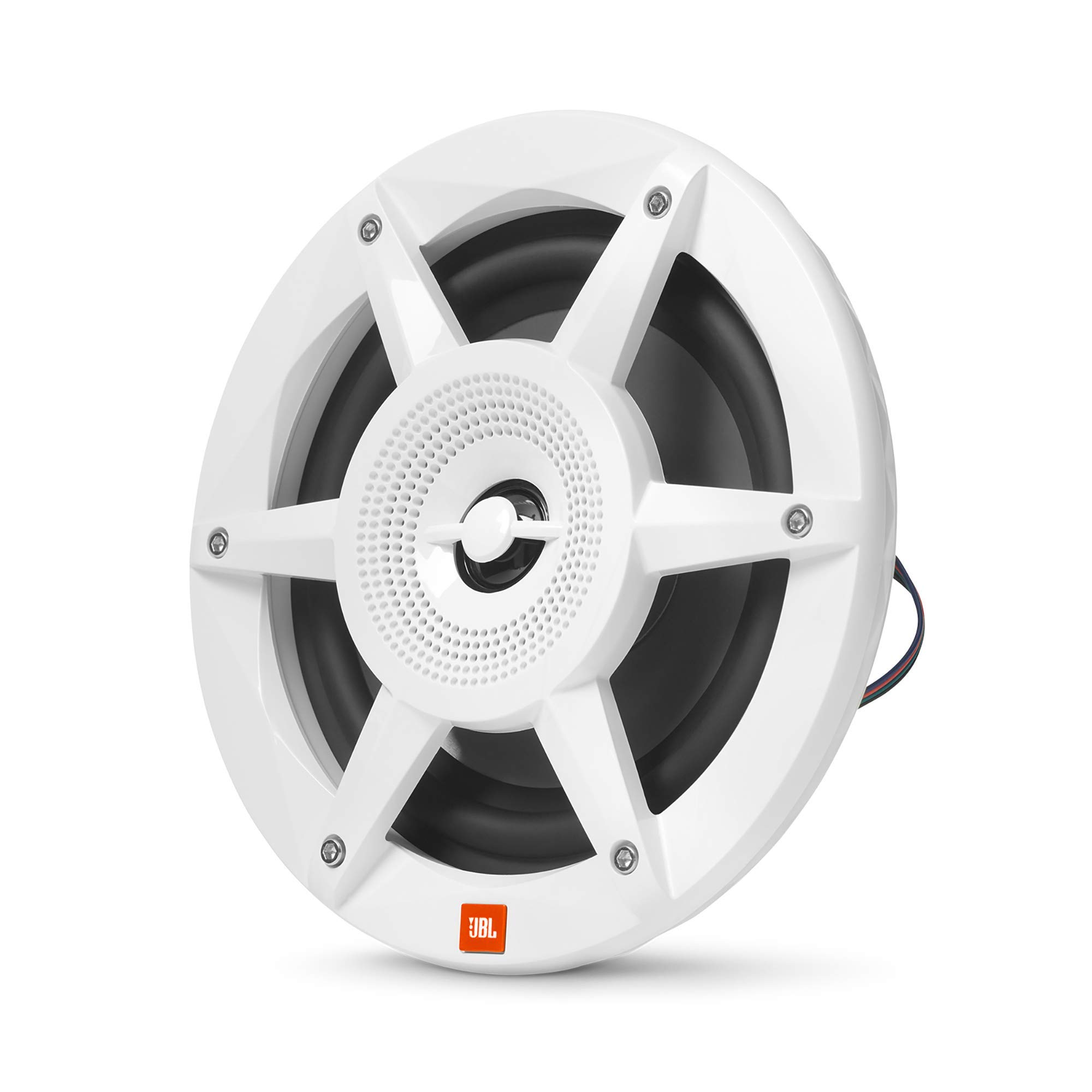 JBL 6.5 Inch Coaxial Marine RGB Speakers - White Stadium Series STADIUMMW6520AM (Renewed) - Waterproof Boat Audio for Outdoor, Pool Party & Marine Use