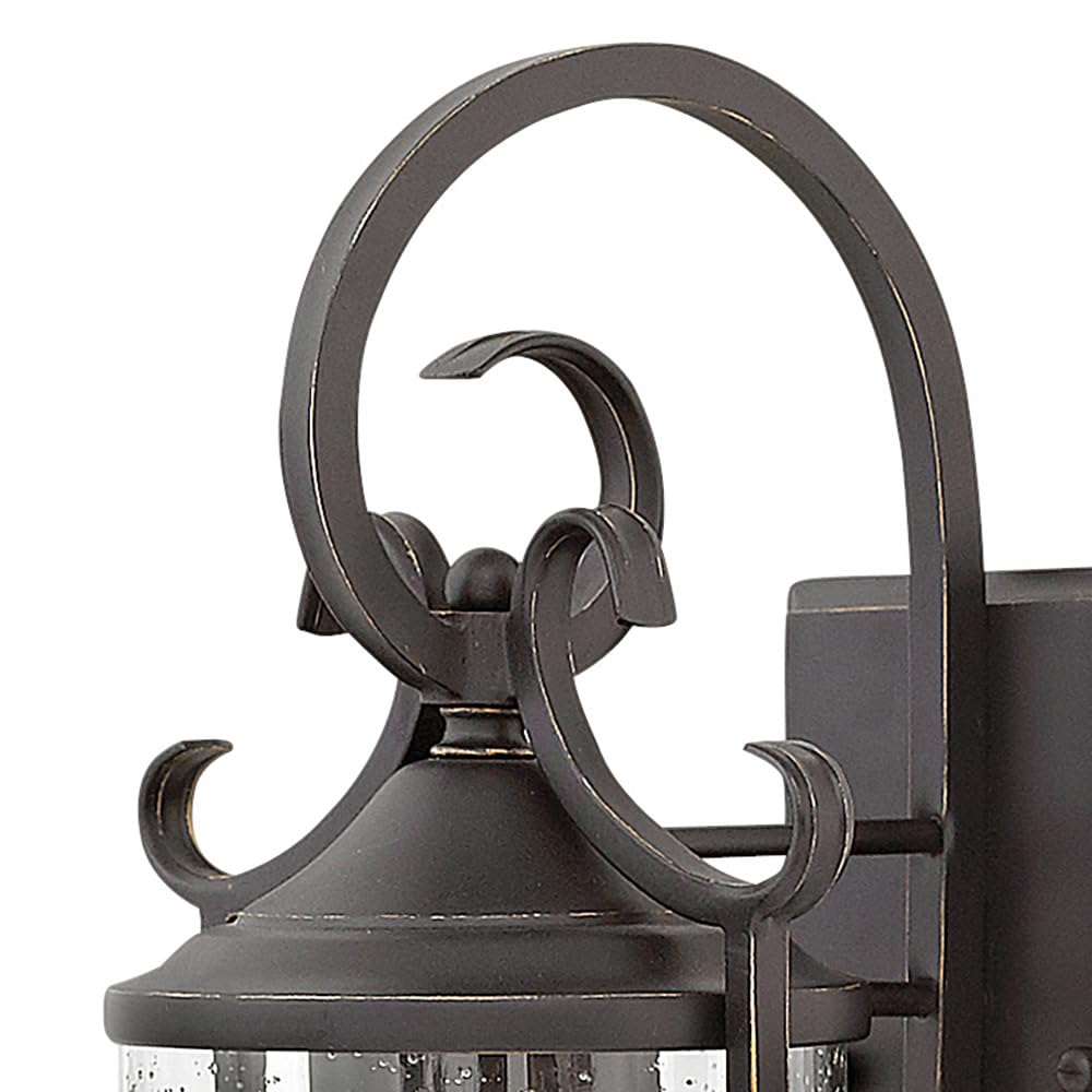 Hinkley Casa Small Wall Mount Outdoor Lantern - Aluminum with Clear Seedy Glass & Wrought Iron Details - Hand Forged Scrolling Design in Olde Black Finish - Perfect for Porch, Patio, Garden and Entryway Lighting