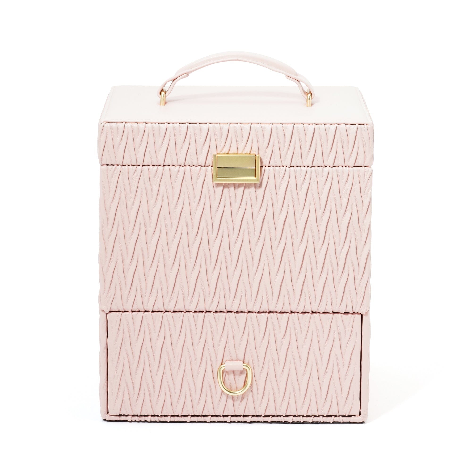 Pink Embossed Cosmetic Box - Elegant Makeup Storage for Travel, Home & Gift Giving | Durable & Stylish Beauty Organizer