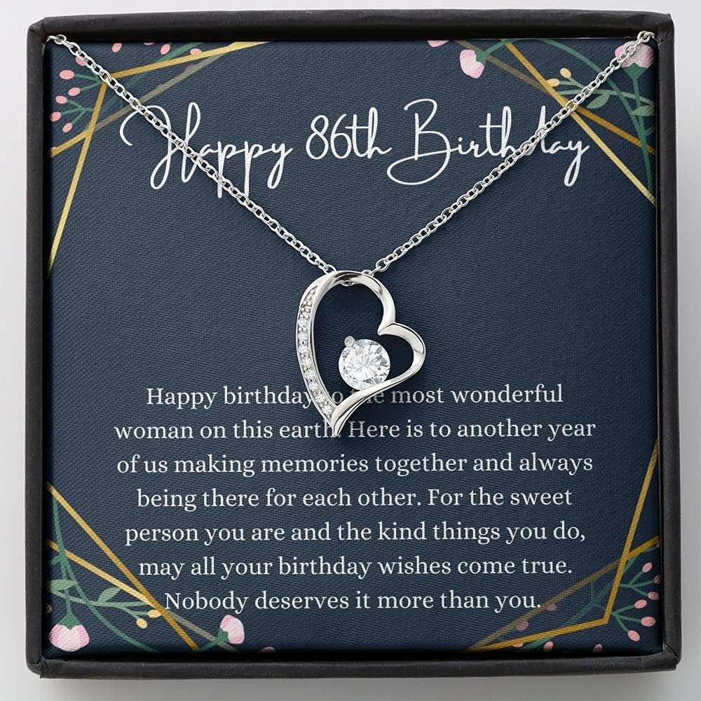 86th Birthday Necklace for Women - Heart Pendant with Personalized Message Card - Thoughtful 86 Year Old Birthday Gift for Mom, Grandma - Perfect for Birthday Celebrations & Special Occasions