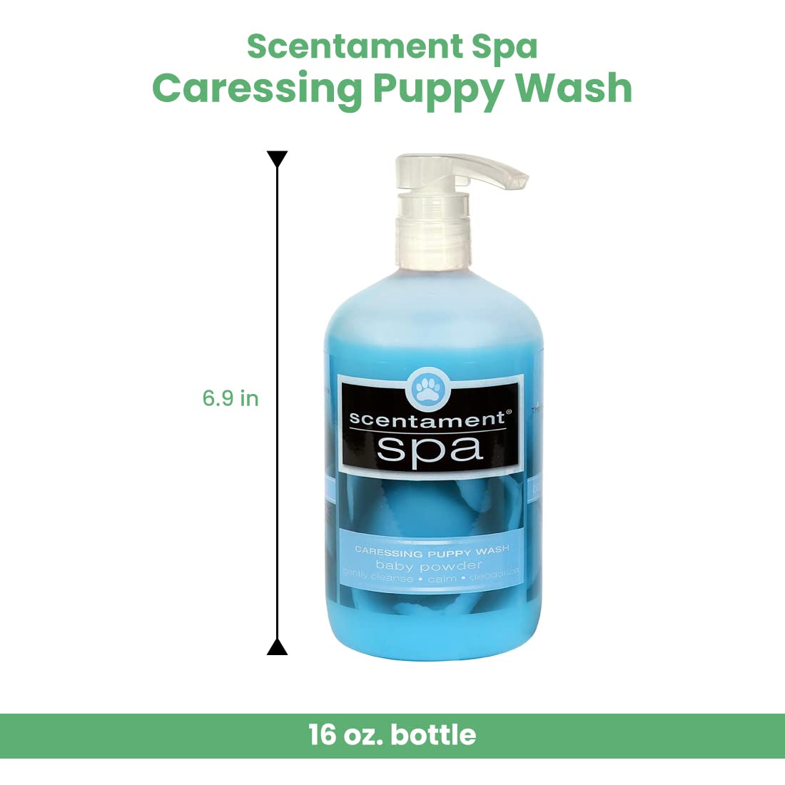 Best Shot Scentament Spa Caressing Puppy Wash - Baby Powder Scent, 16 oz | Gentle Dog Shampoo for Puppies & Sensitive Skin | Perfect for Bath Time & Grooming