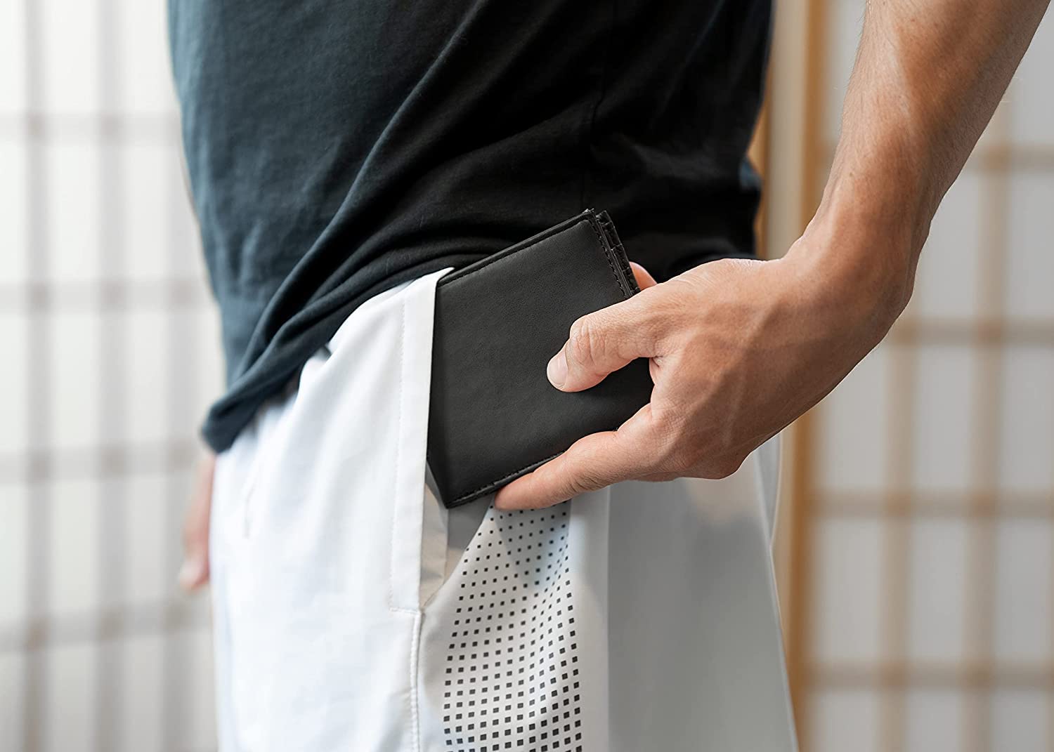 Premium Black Billfold Wallet with Laser Engraved Rays Design - Slim RFID Blocking Leather Wallet for Men - Perfect for Everyday Carry, Business & Travel
