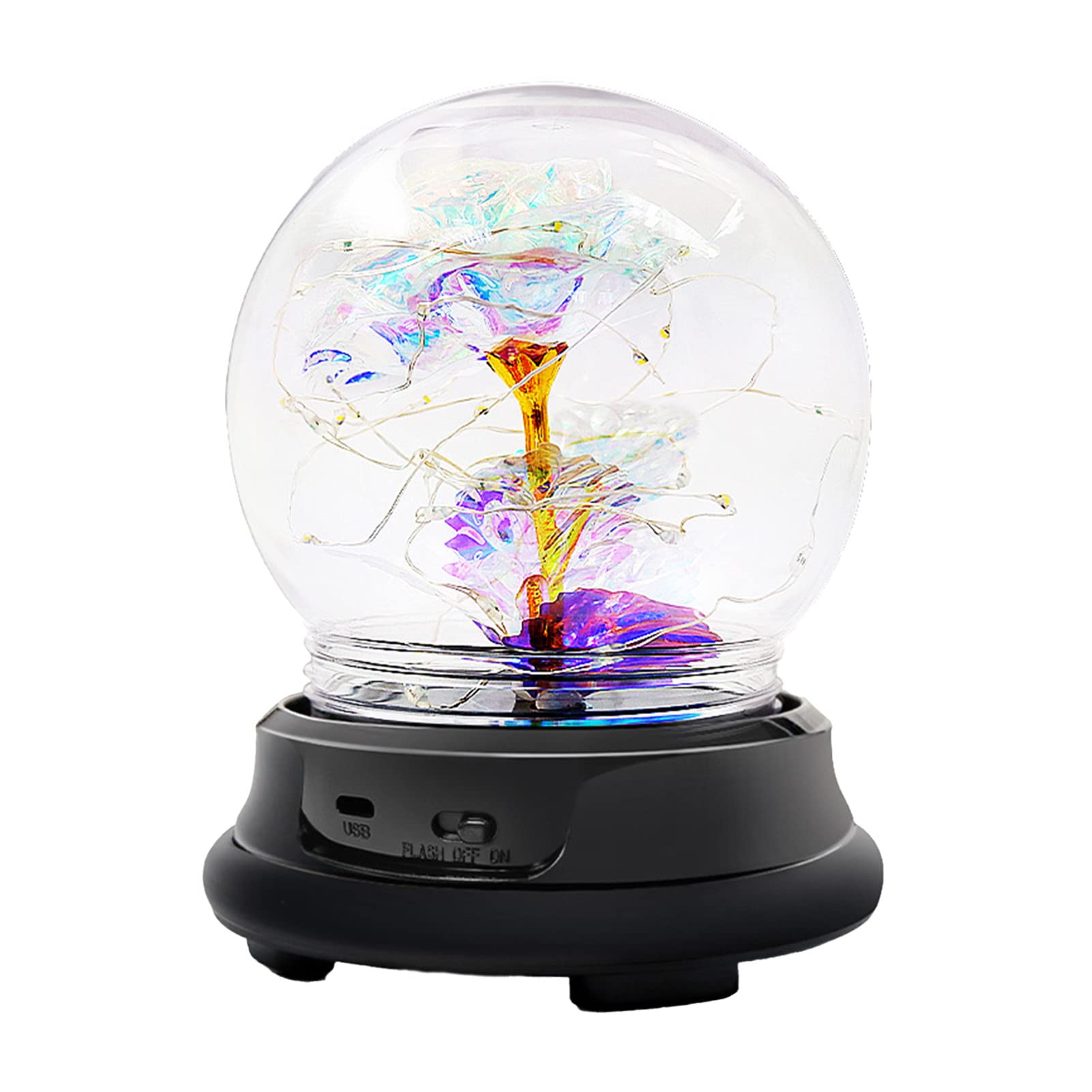 Eternal Rose in Glass Dome - Romantic LED Rose Gift for Valentine's Day, Anniversary & Wedding | Beautiful ABS Artificial Flower with Multicolor Lighting | Perfect for Home Decor, Bedroom Night Light & Romantic Surprise Gifts