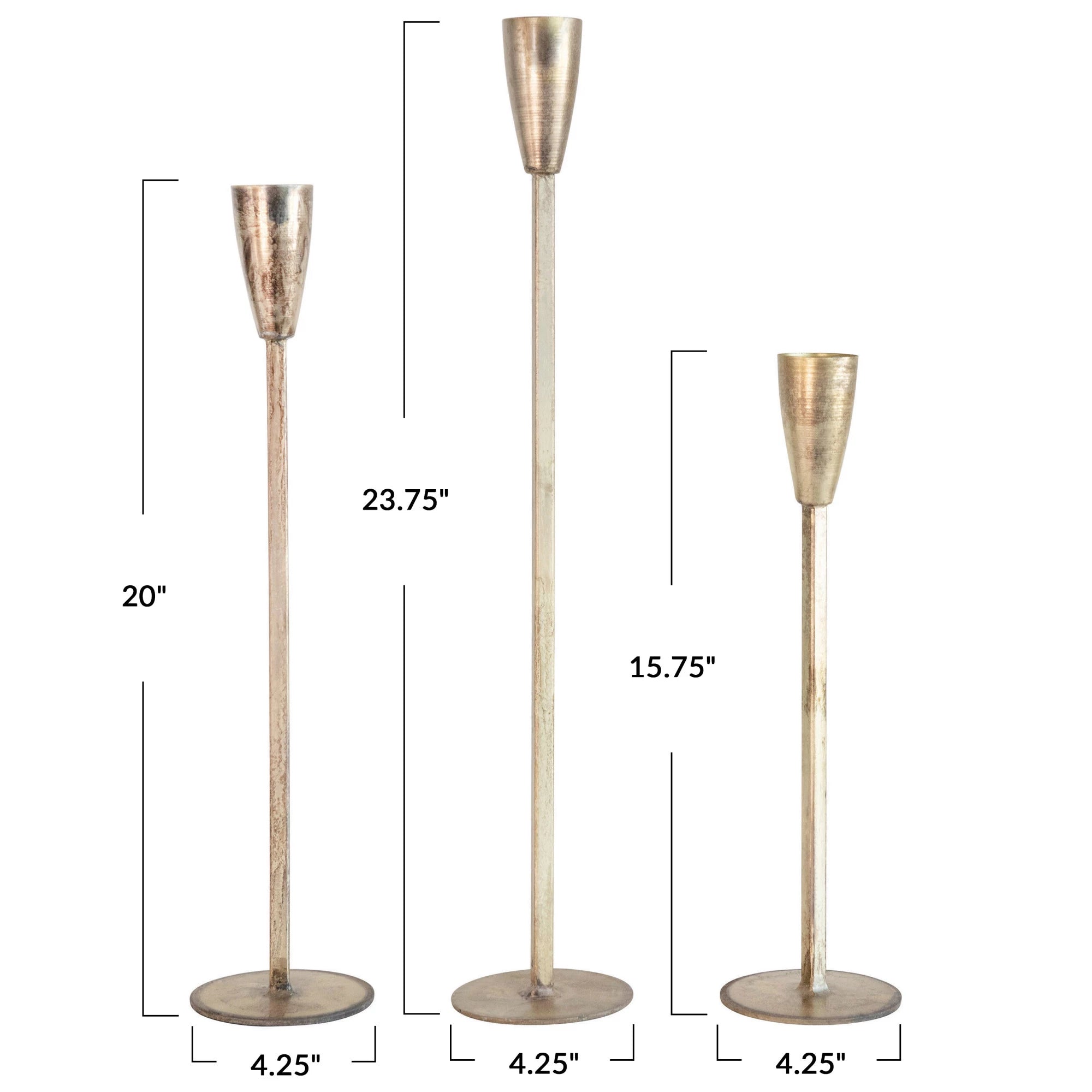 Vintage Gold Metal Taper Candle Holders - Set of 2 Elegant Antique-Style Candle Sticks for Wedding Centerpieces, Dining Table Decor, and Romantic Home Ambiance