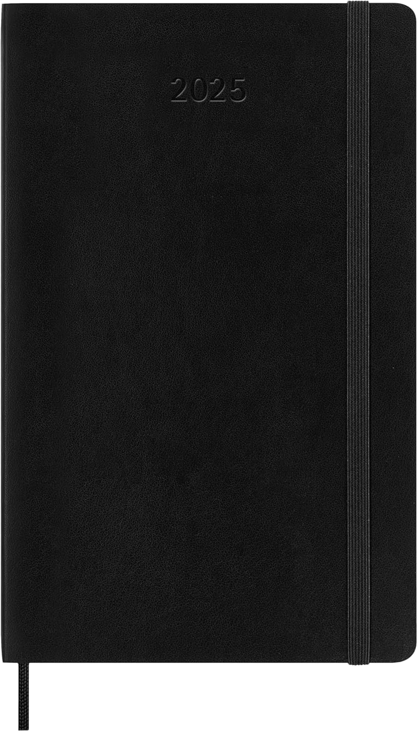 **Moleskine 2025 Daily Planner - 12-Month Agenda with Soft Cover & Elastic Closure, Large 13x21 cm, Black - Perfect for Work, School & Personal Organization**