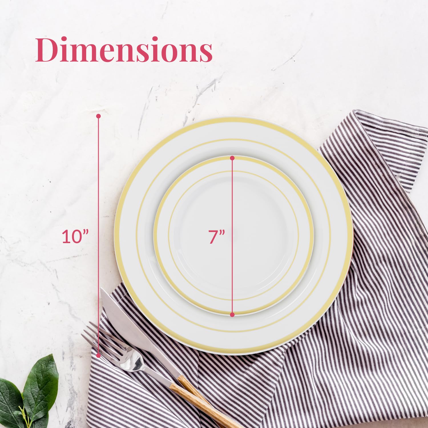Prestee 200-Piece Gold Disposable Plates Set - 100 Dinner Plates & 100 Salad Plates, White with Gold Rim - Heavy Duty Plastic Party Plates for Wedding, Holiday, Birthday, Appetizer & Dessert - Perfect for Elegant Events, Catering & Home Entertaining