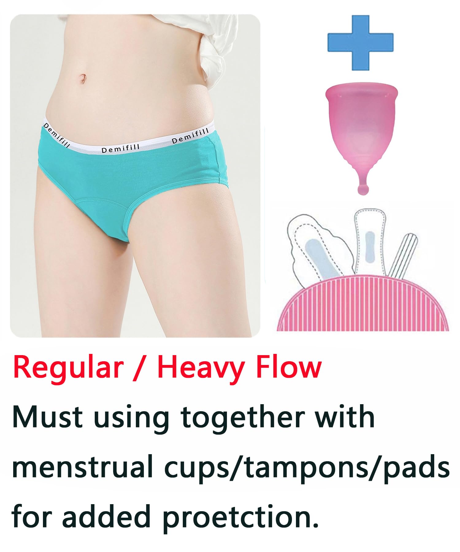 **Demifill Teen Girls Period Panties - Soft & Comfortable First Period Starter Underwear for Juniors - Ideal for School, Sleepovers & Active Days**