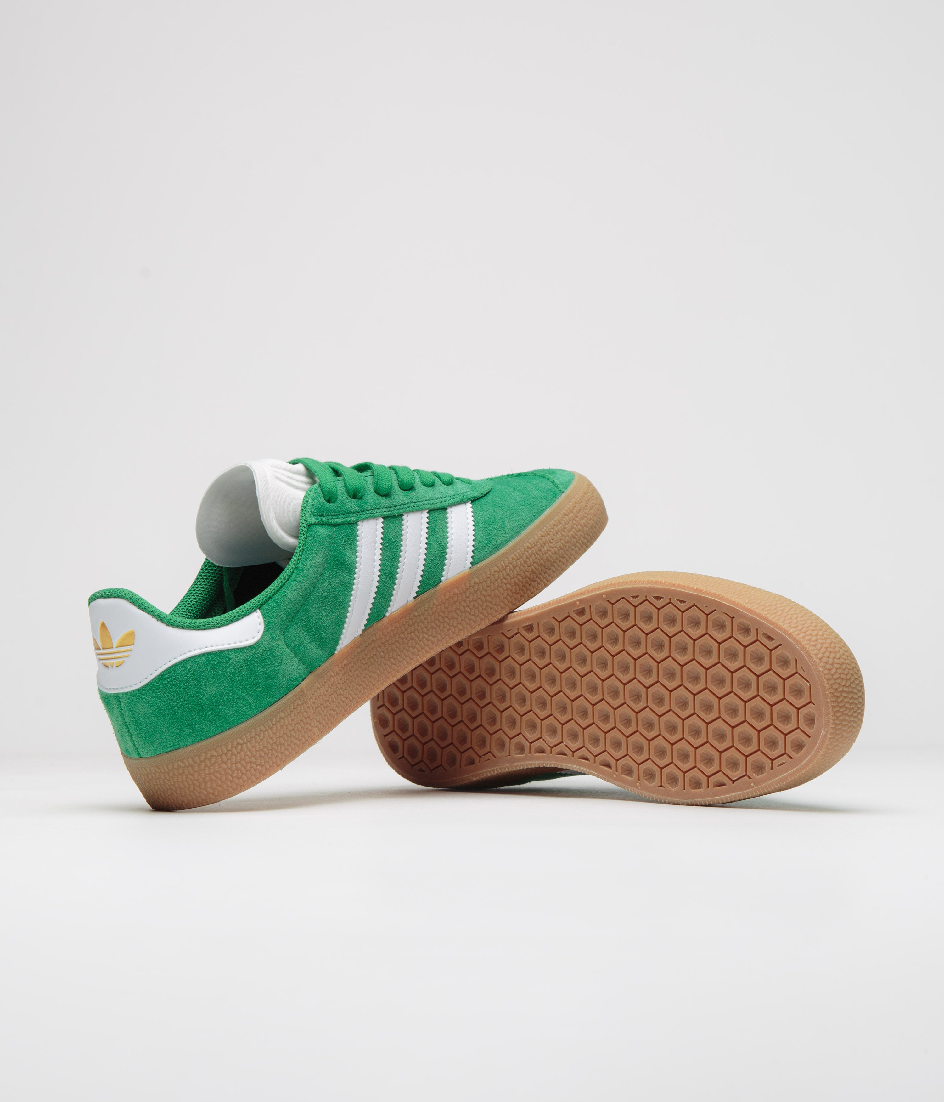 Adidas Gazelle ADV Sneakers for Men & Women - Green, Cloud White & Gold Metallic Retro Running Shoes | Casual Streetwear & Gym Workout Fashion