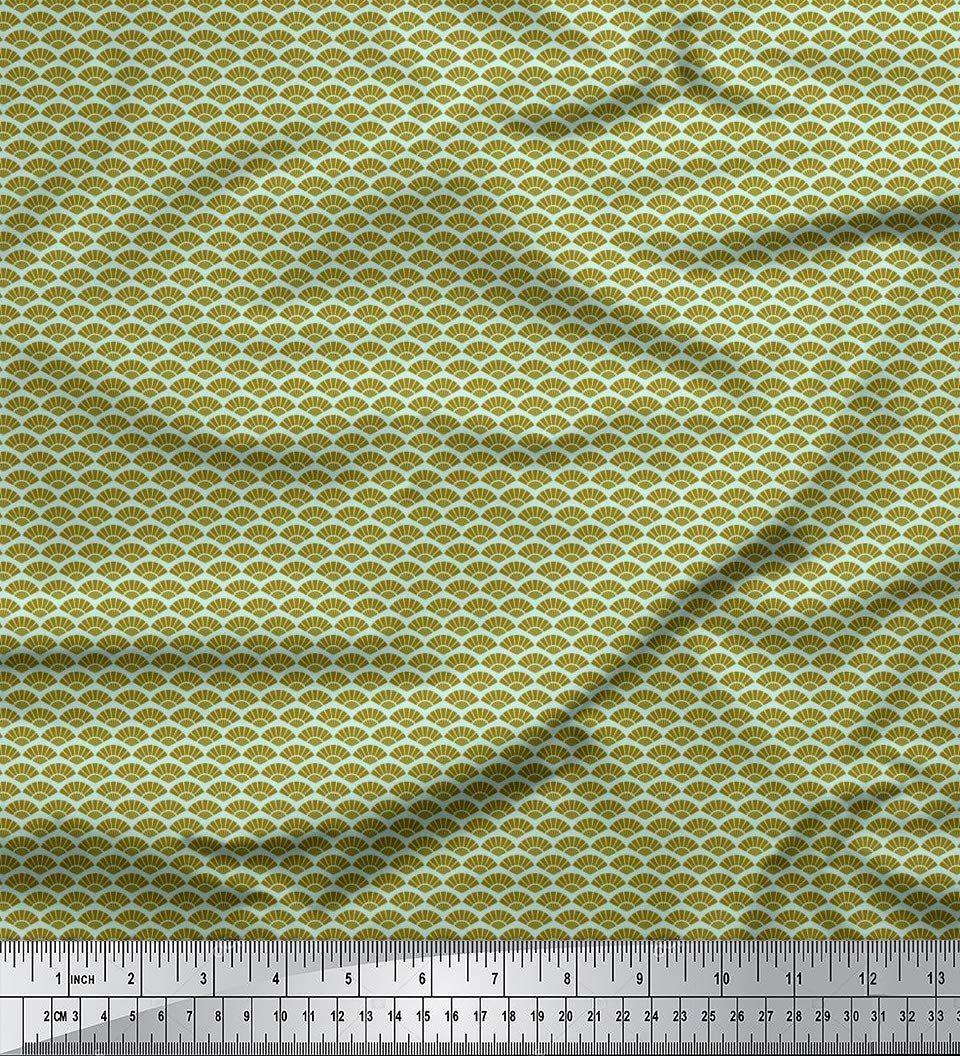 Soimoi Moss Green Georgette Fabric by The Yard - 42 Inch Wide Seamless Damask Print - Classic Timeless Pattern for Dresses, Curtains & DIY Projects - Premium Printed Fabric for Sewing & Home Decor