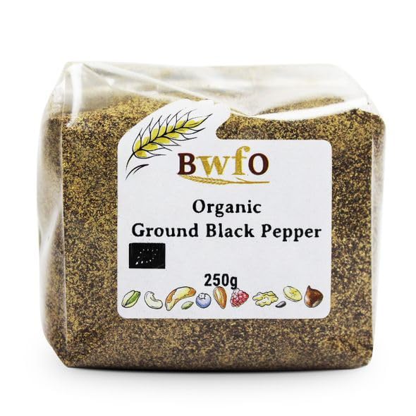 Organic Black Pepper Ground - Whole Foods Premium Spice (250g) - Perfect for Cooking, Seasoning & Gourmet Dishes