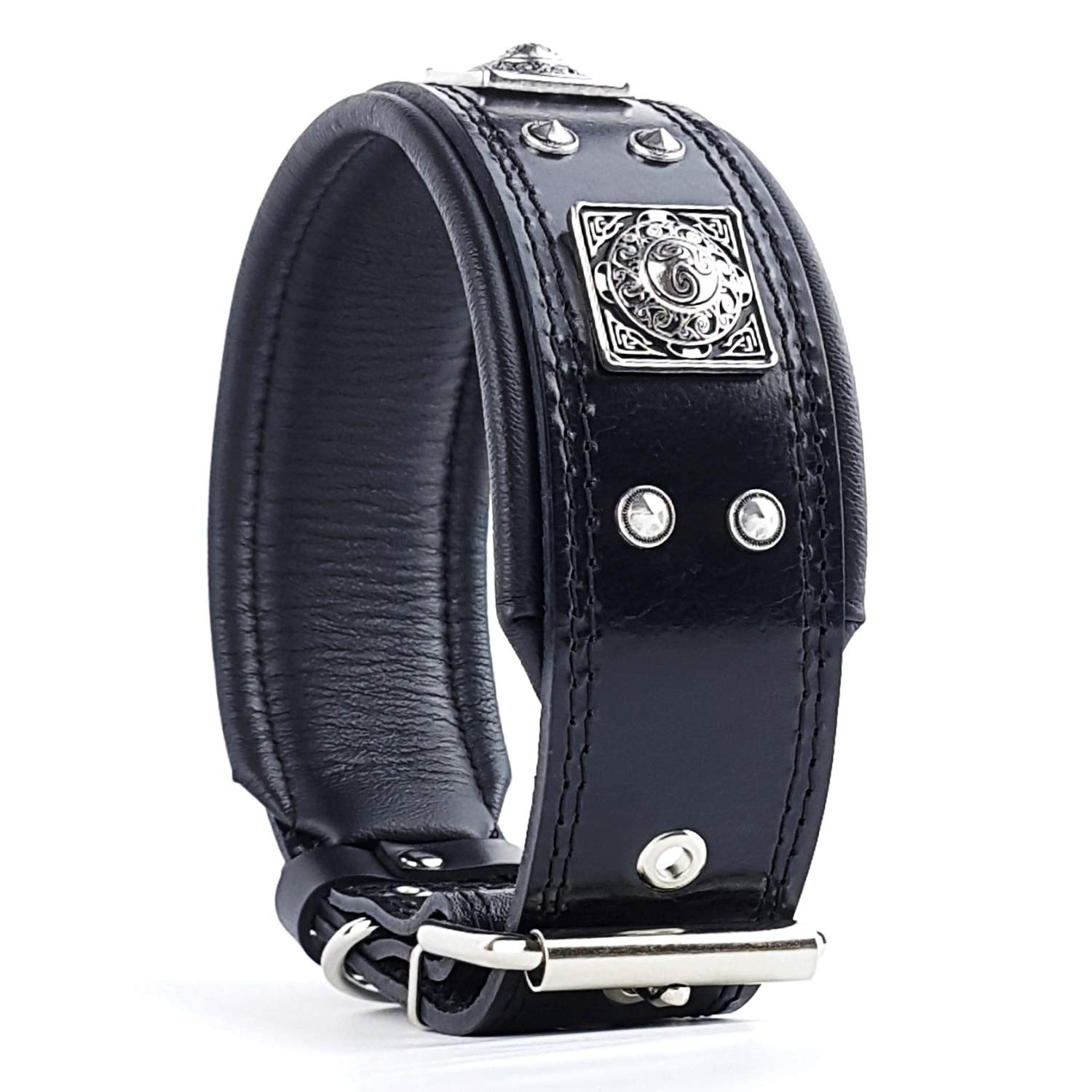 Bestia The Black Eros Collar for Large Dogs - 2.5 Inch Wide Soft Padded Dog Collar for Comfort & Style - Perfect for Training, Walking, and Outdoor Adventures