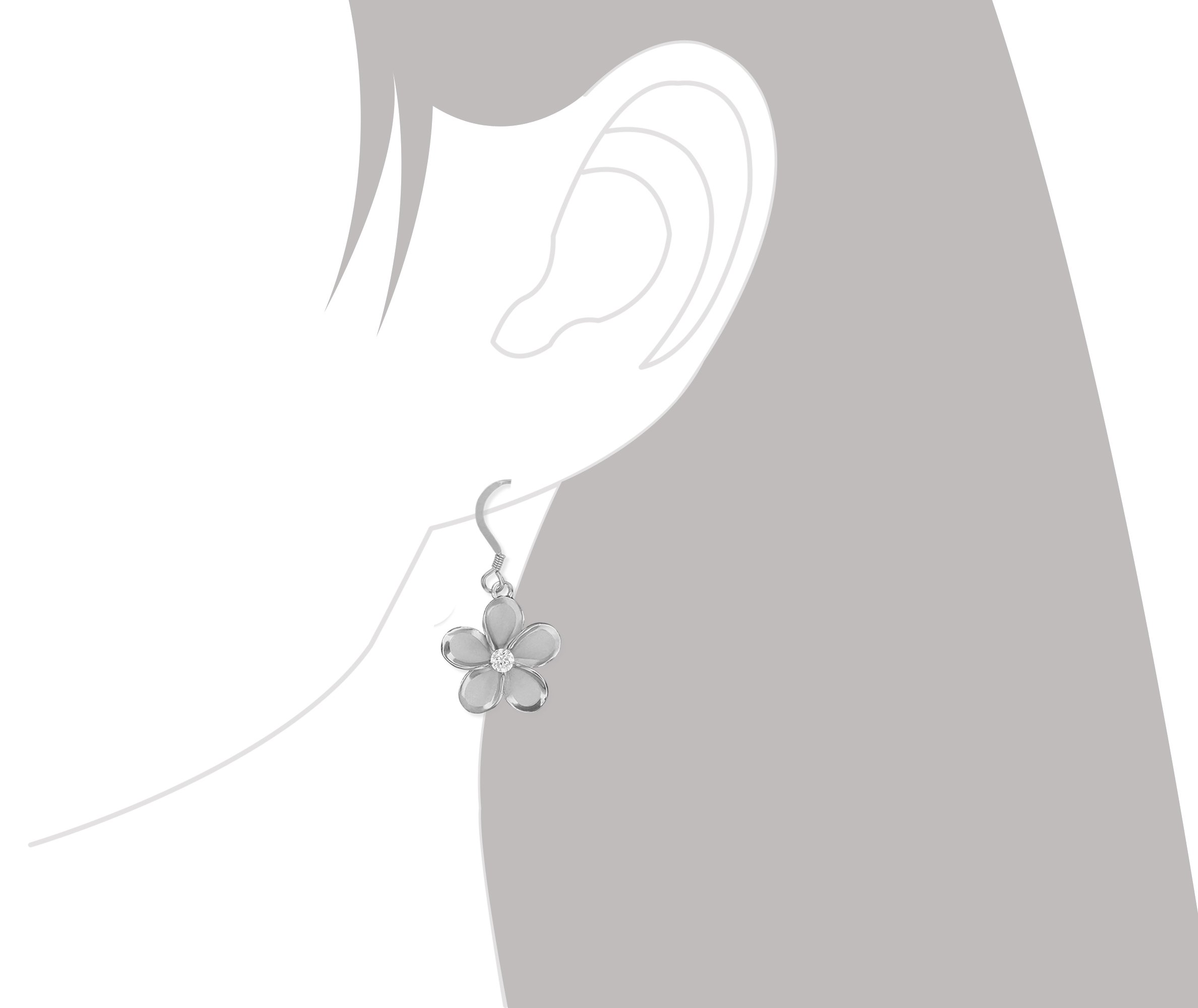 Sterling Silver 15mm Plumeria Flower Dangle Earrings for Women - Hawaiian Style Tropical Jewelry Gift for Beach Vacation, Summer Party & Boho Fashion