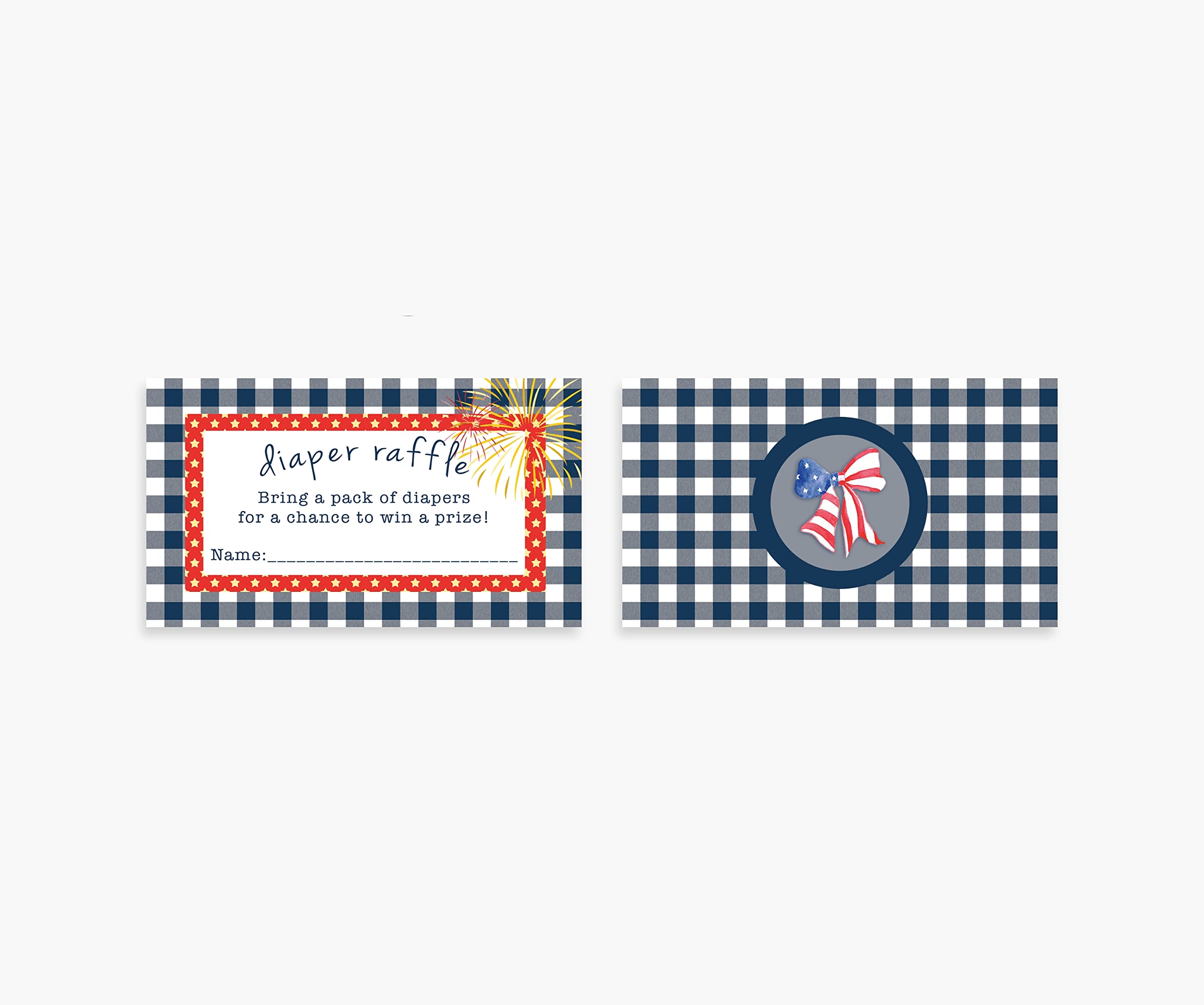 Red White Blue Baby Shower Invitations & Thank You Cards for Diaper Raffle
