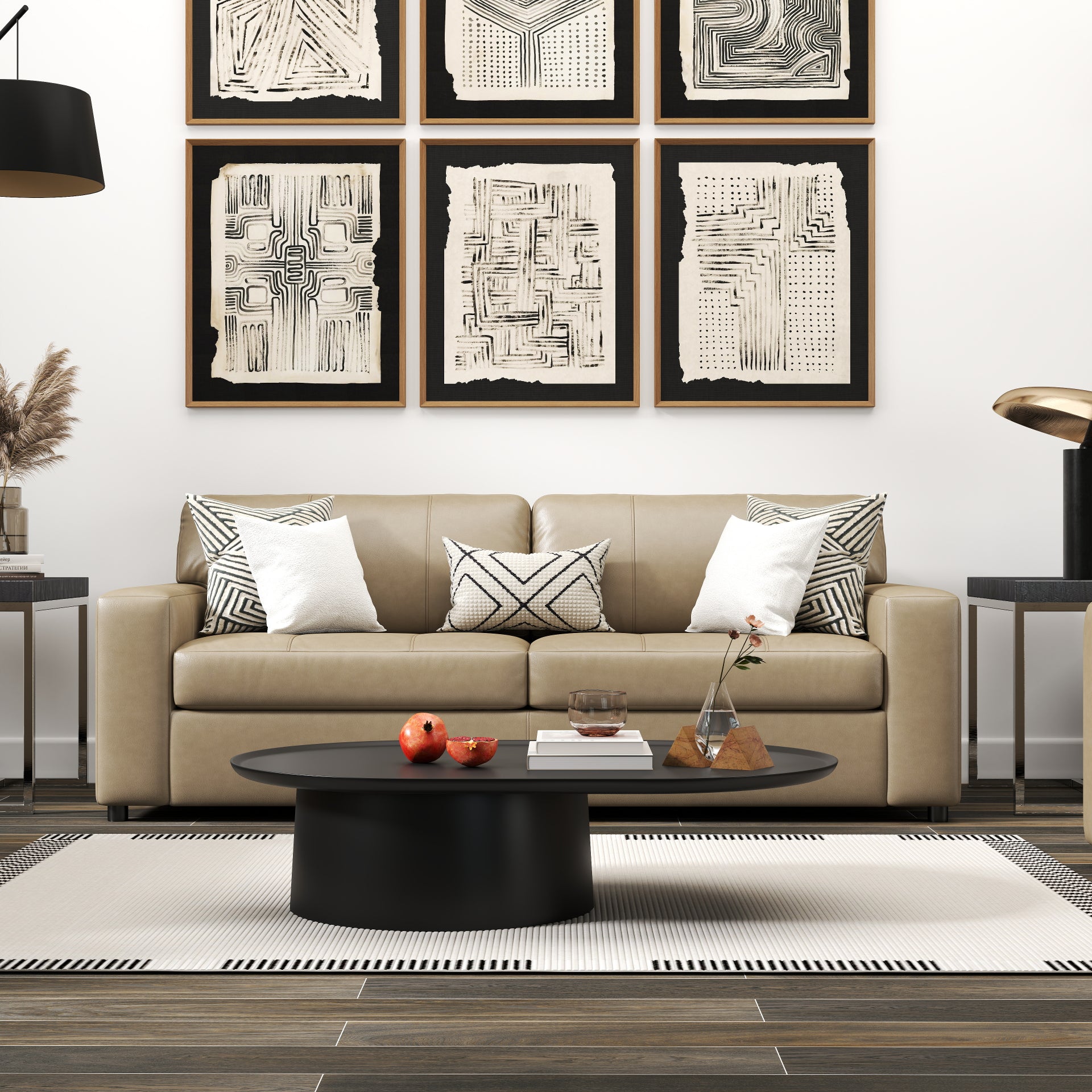 Roundhill Furniture Sakan Genuine Leather Upholstered Sofa - Modern Living Room Couch for Home, Office & Lounge Comfort