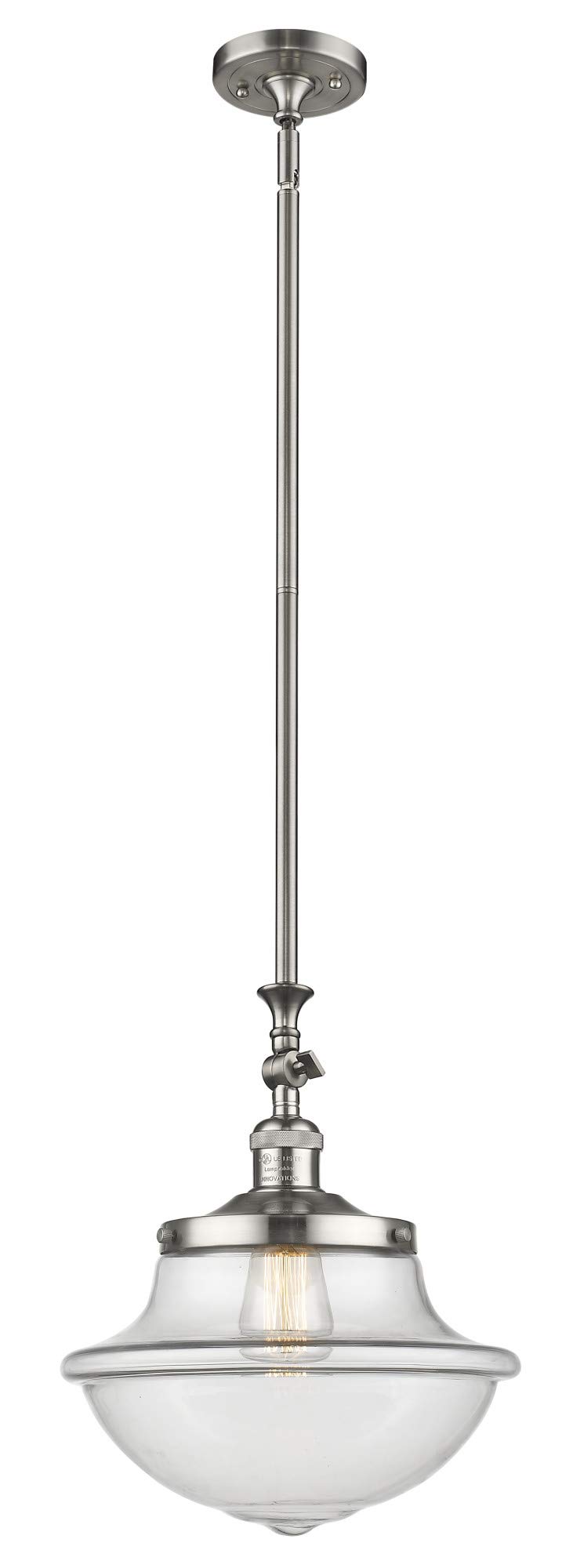 12 Inch Schoolhouse Pendant Light - Classic 1-Light Oxford Style Ceiling Fixture for Kitchen, Dining Room & Bedroom Lighting