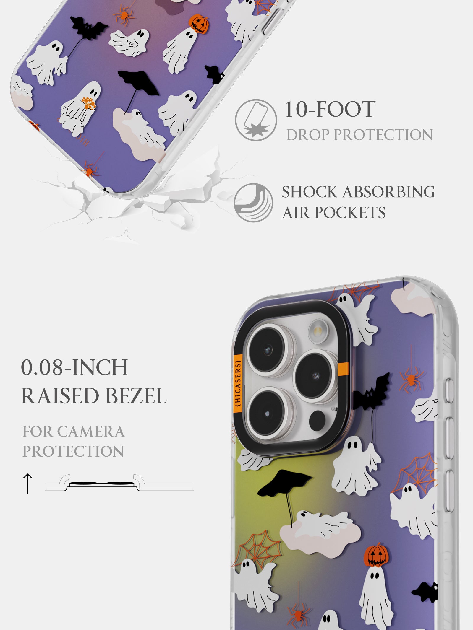 Ghost Party Iridescent Phone Case - Purple | Trendy Protective Cover for iPhone & Android | Perfect for Halloween, Cosplay & Themed Events