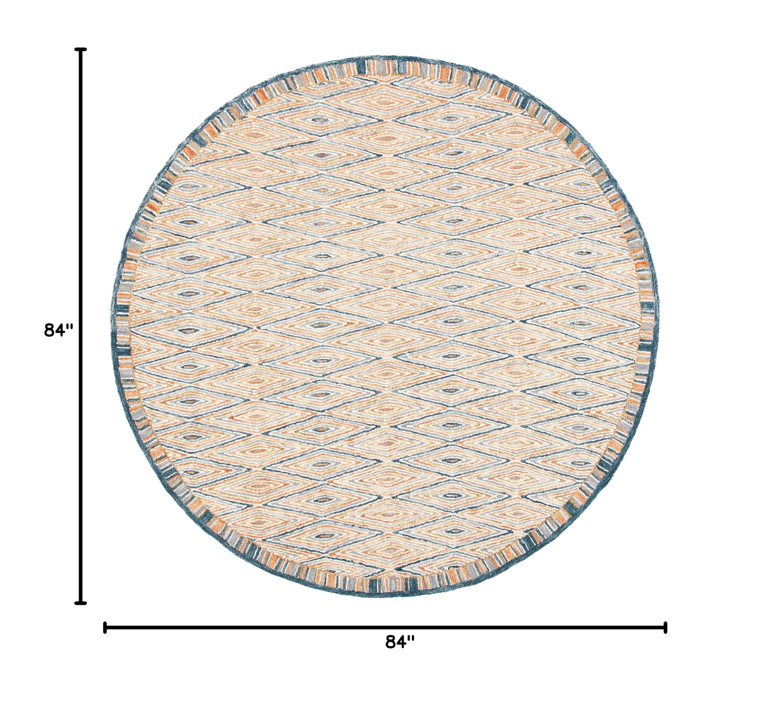SAFAVIEH Aspen Collection 7-Foot Round Handmade Bohemian Wool Area Rug in Gold & Rust - Perfect for Living Room, Bedroom, or Boho Home Decor