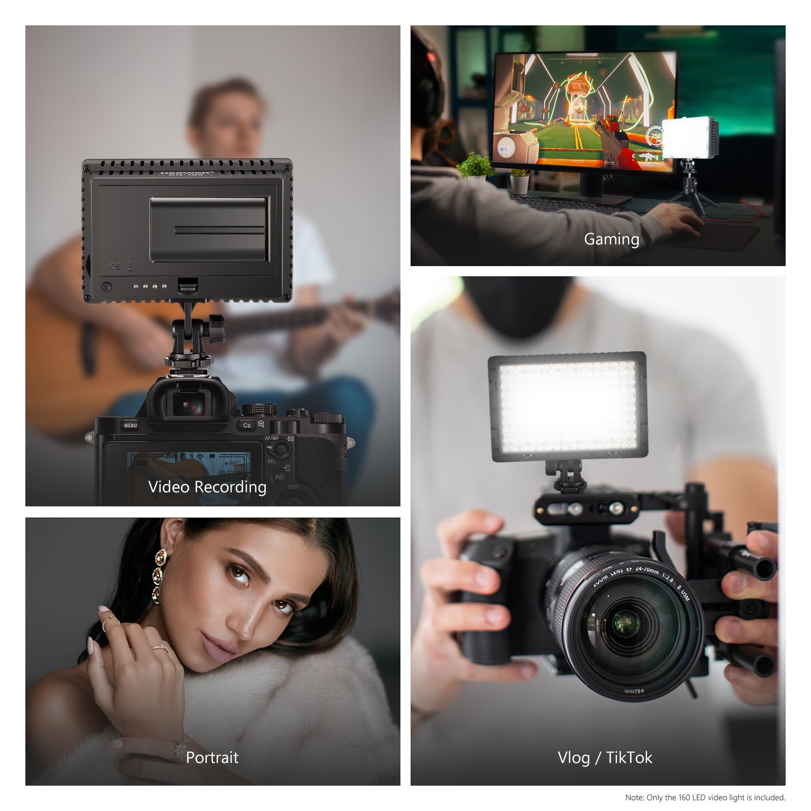 NEEWER CN 160 LED Dimmable Panel Light - 5600K Daylight Balanced, 160W Studio Lighting for Photography, Video, YouTube & Live Streaming