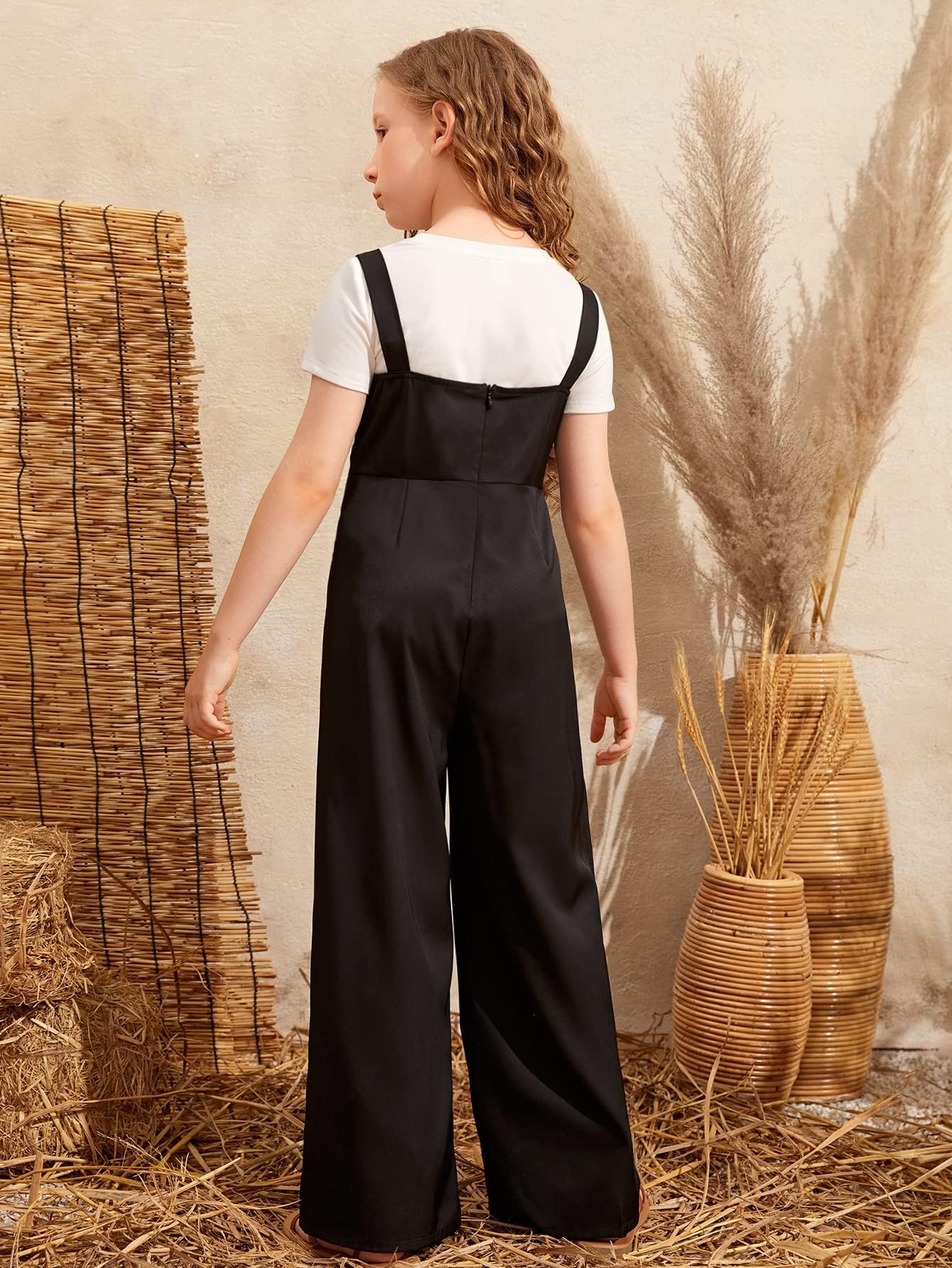 SHENHE Girls Sleeveless Denim Overalls - High Waisted Button Down Jumpsuit with Wide Leg & Adjustable Suspenders | Casual Outfit for School, Playdates & Summer Adventures