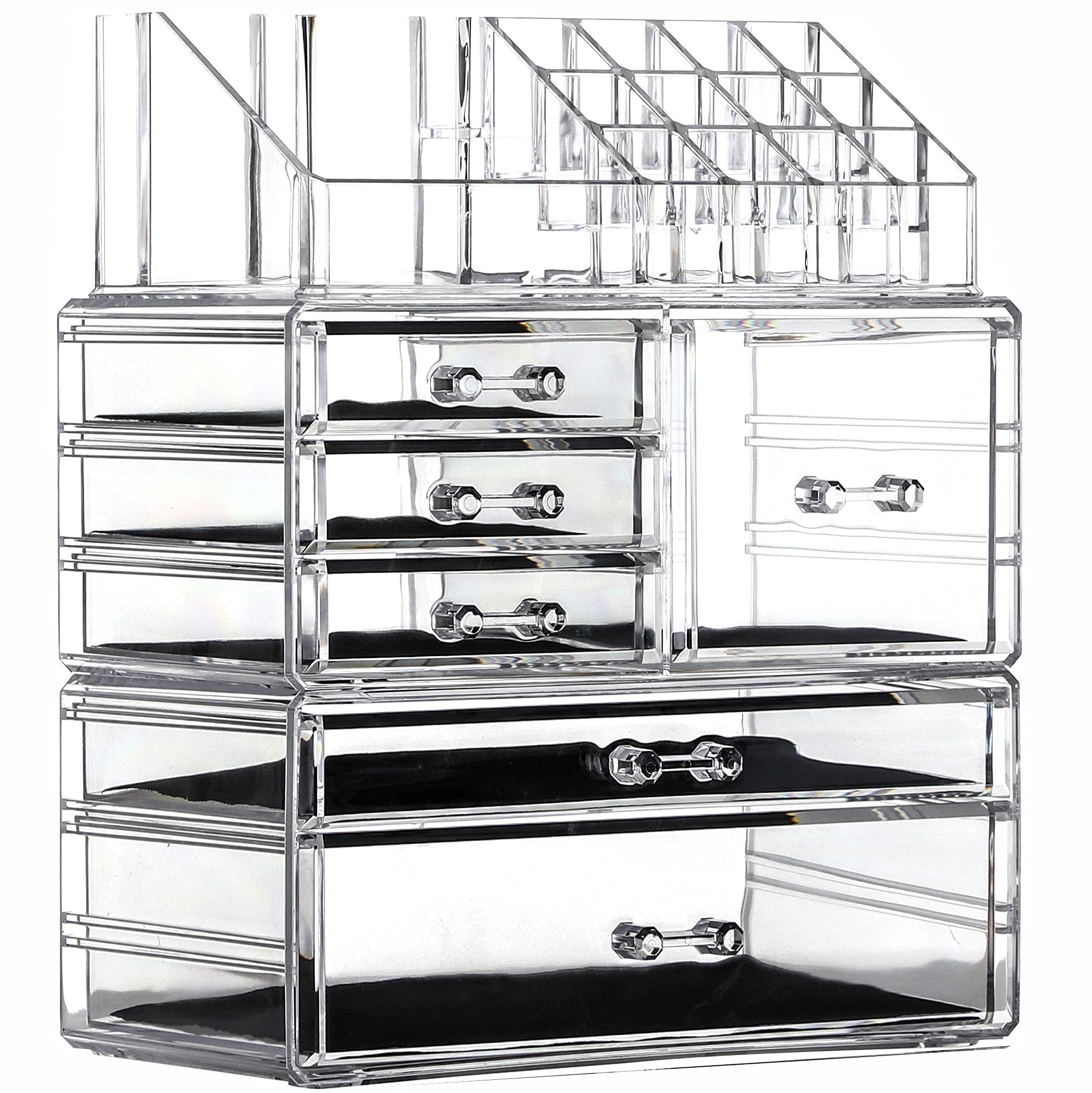 3-Pack Clear Acrylic Makeup Organizer with 6 Stackable Drawers - Skincare, Jewelry & Beauty Product Storage for Vanity, Desk, Bathroom & Bedroom Organization