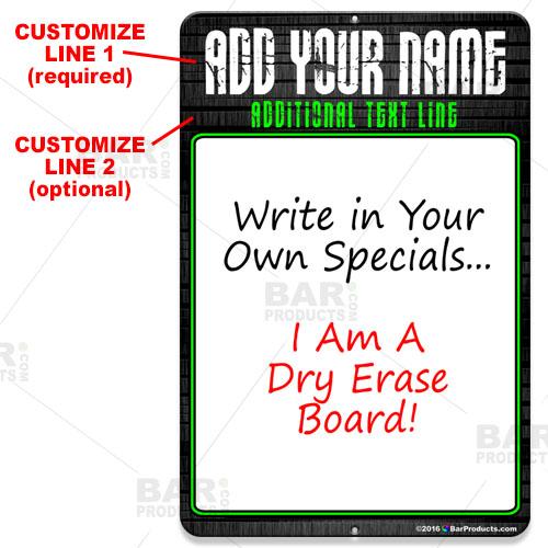 Custom Dry Erase Specials Board with Stone Template - Personalized Name Sign for Restaurants, Cafes & Retail Stores
