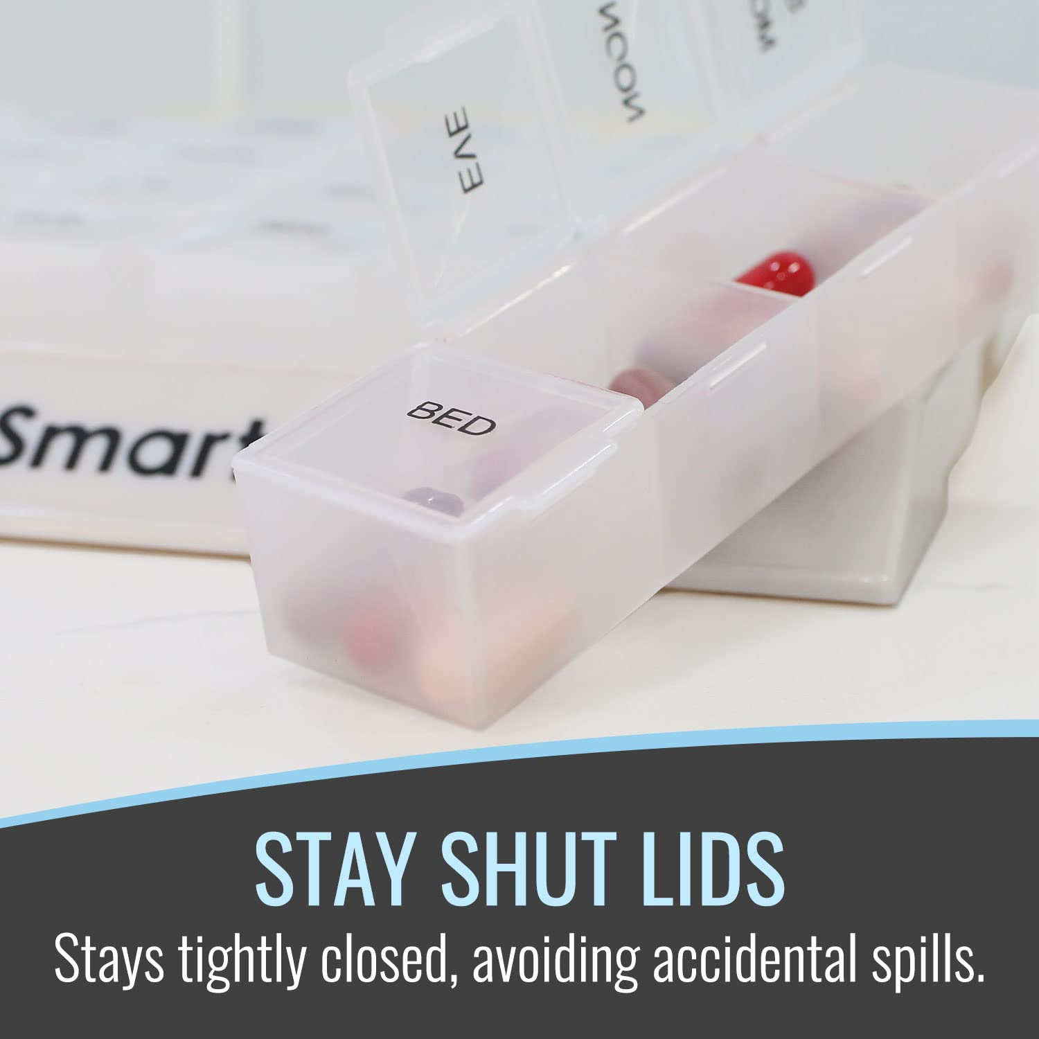 HealthSmart Weekly Pill Organizer - 3 Times Daily Medicine Box for Morning, Noon & Evening - Portable Travel Pill Case with Clear Storage Tray (1-Pack) - Perfect for Home, Office & Travel Medication Management