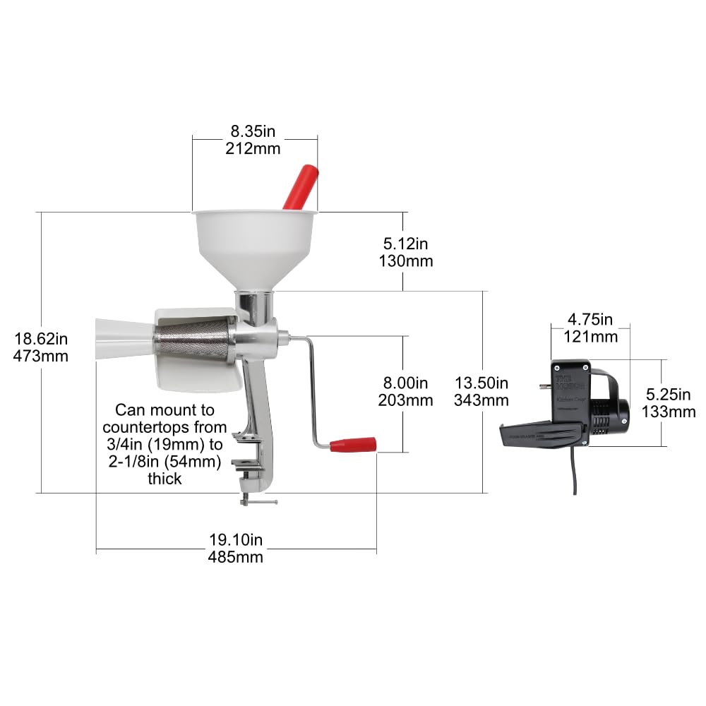 Electric Johnny Apple Sauce Maker & Tomato Strainer - Model 250 Clamp-Based Food Mill with Motor - Remove Skins & Seeds from Fruits & Vegetables - Perfect for Canning, Jams, Baby Food & Homemade Sauces