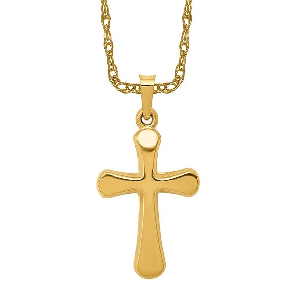 14K Solid Yellow Gold Latin Cross Necklace - Mexican Holy Cross Pendant with Jesus Christ Charm | Religious Jewelry for Women & Men, Perfect for Baptism, First Communion, Confirmation & Gifts