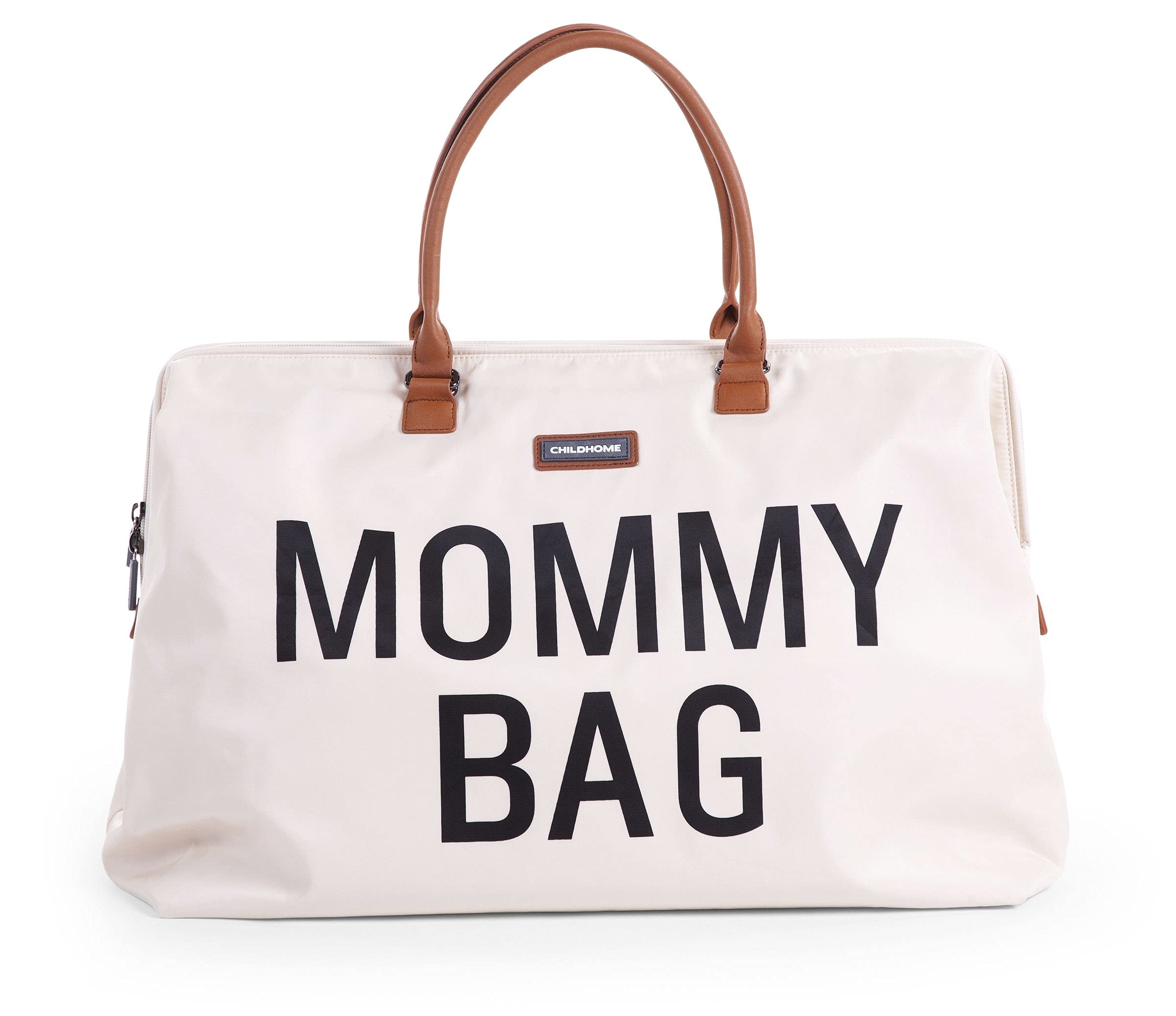 **The Original Mommy Bag by Childhome - Large Baby Diaper Bag, Hospital & Travel Tote for Moms - Pregnancy Must Haves in Off White & Black - Perfect for Hospital Visits, Daycare Trips & Family Outings**