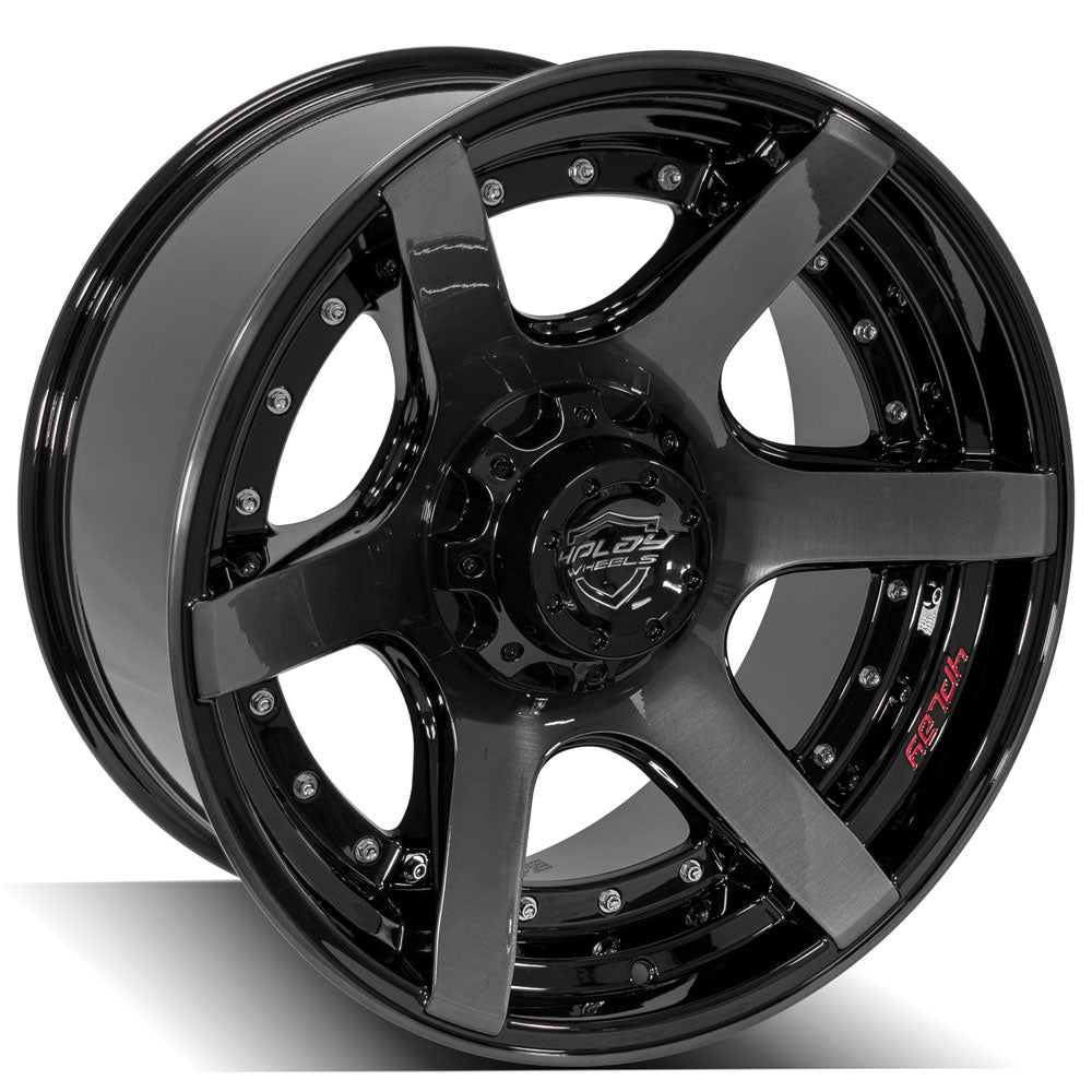 4Play Gen2 4P60 Gloss Black Wheels 20x10.0 18 Offset - Brushed Face & Tinted Clear - 6x135/6x139.7mm Bolt Pattern - 106.1mm Hub - Perfect for Trucks & SUVs Off-Roading & Custom Builds
