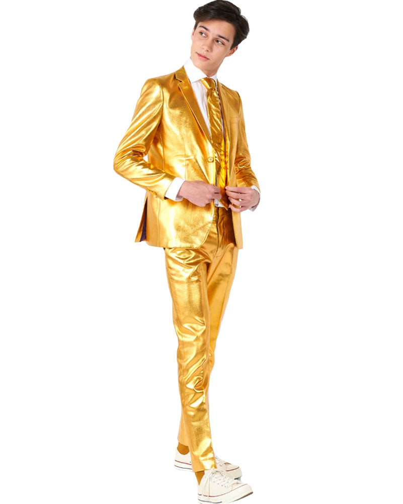 70s Opposuit Groovy Gold Premium Teen Boys Costume - 1970s Disco Party Outfit for Halloween, Theme Parties & Retro Events