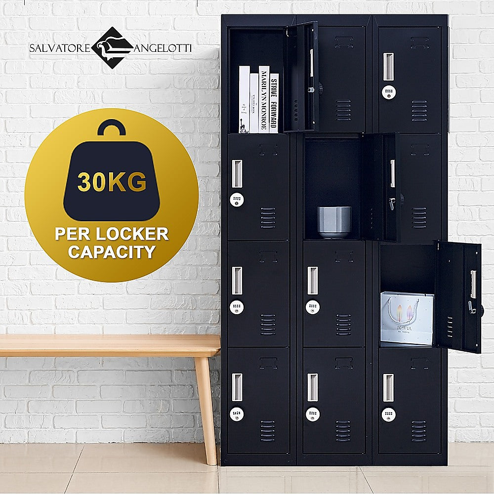 12-Door Locker with 4-Digit Combination Lock - Secure Storage for Office, Gym, Shed, School & Home | Perfect for Personal Belongings, Equipment & Valuables