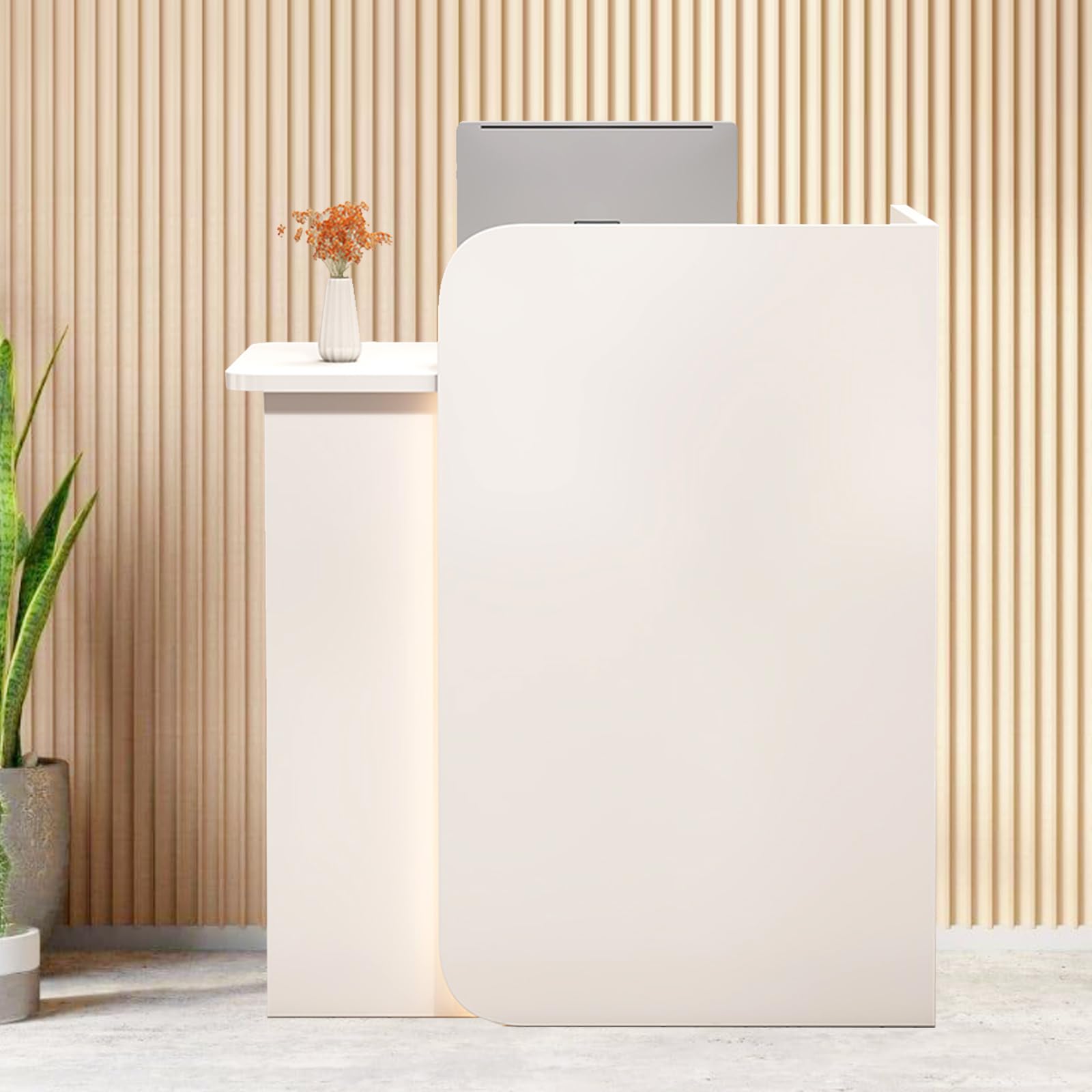 Modern L-Shaped Reception Desk with Lockable Drawers, 23.6x17.7x37.4 Inches, Office Workstation for Reception Areas, Lobby & Corporate Spaces - Durable & Stylish Office Furniture for Professional Environments