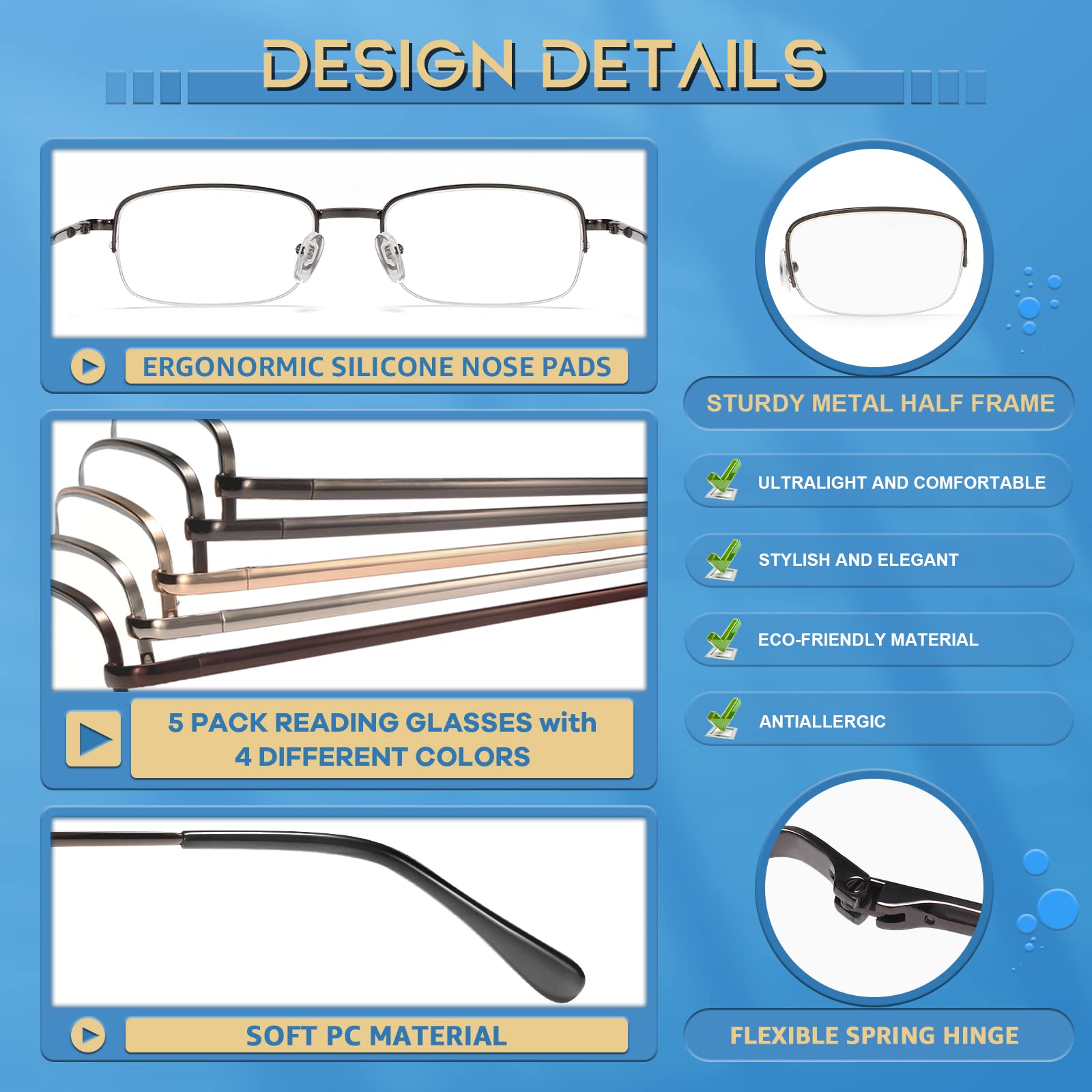 NOVIVON Reading Glasses for Men & Women - Blue Light Blocking Computer Glasses - Anti-Eye Strain Eyewear for Office Work, Screen Time & Digital Device Use