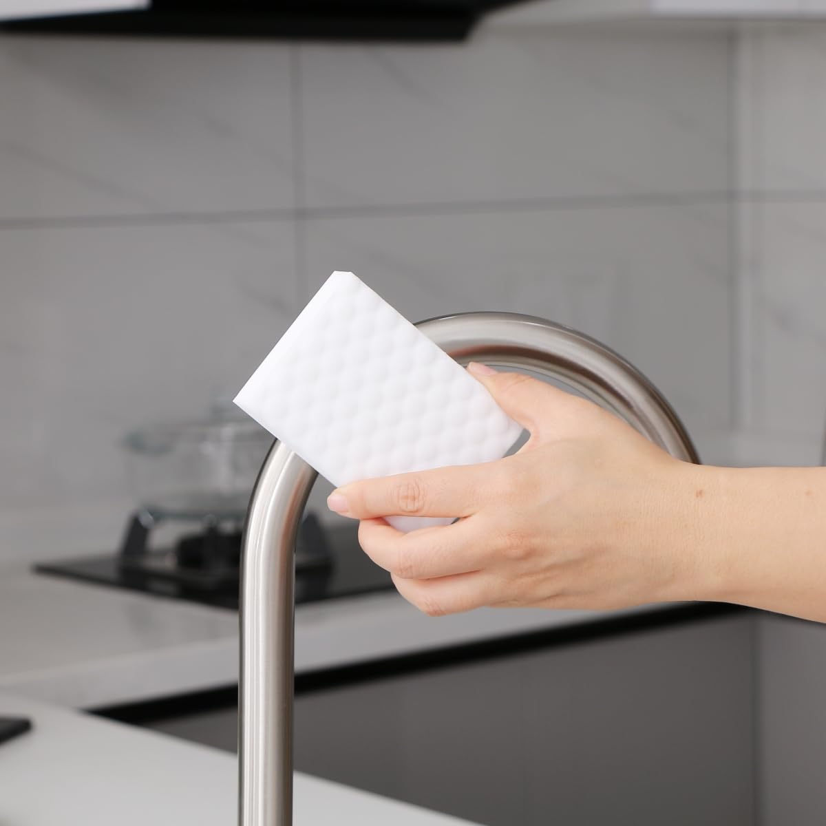 Extra Durable Magic Cleaning Sponges - 10 Pack Melamine Foam Eraser Pads for Kitchen, Bathroom, Wall & Stove Cleaning (3.93x2.36x0.79in) - Long Lasting Scrub Sponges for Tough Stains & Grime Removal