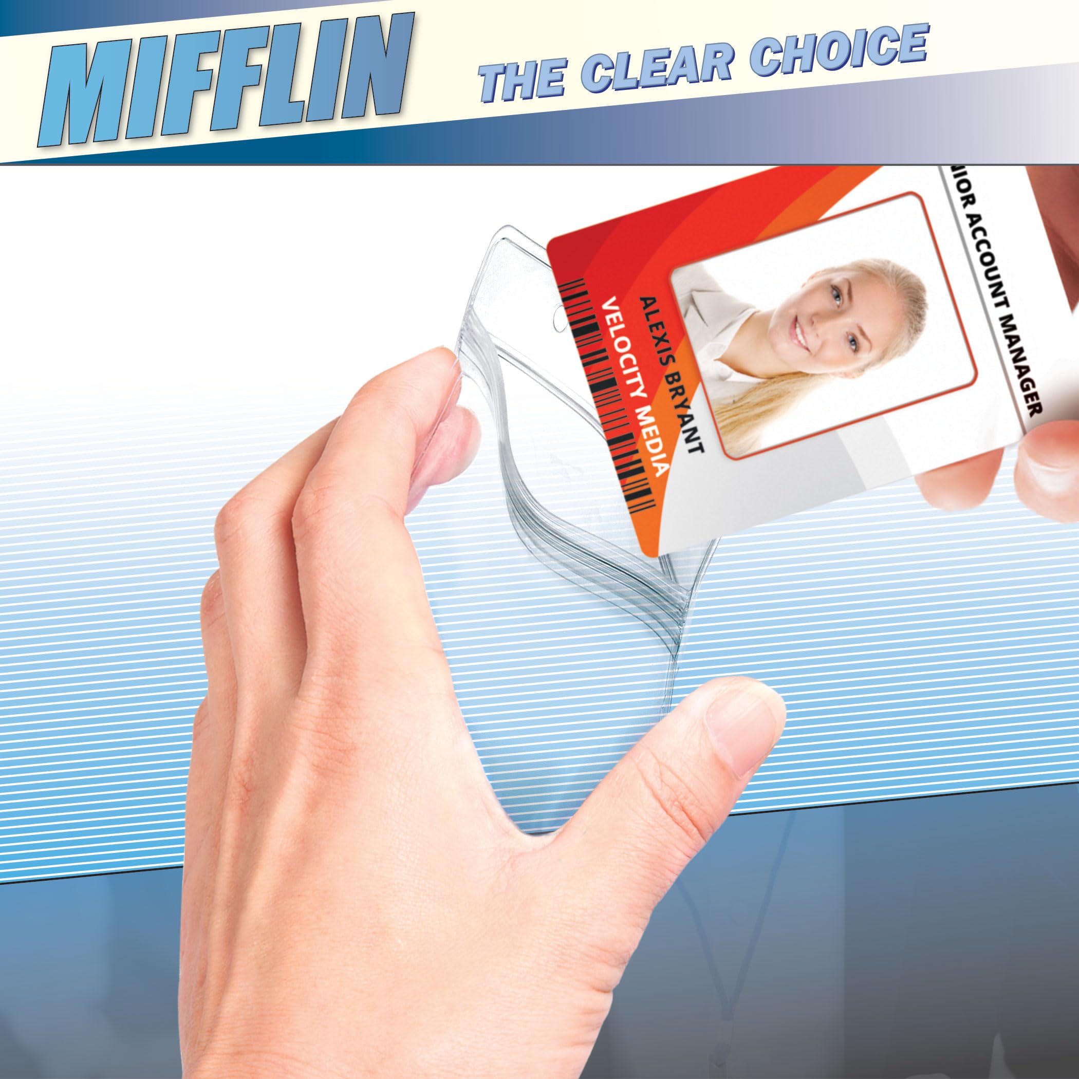 Mifflin USA 1000 Pack Clear Plastic Waterproof ID Badge Holders (2.25x3.5 Inch) with Zipper - Vertical Hanging Resealable Name Card Holders for Events, Conferences & Workplace Security Badges