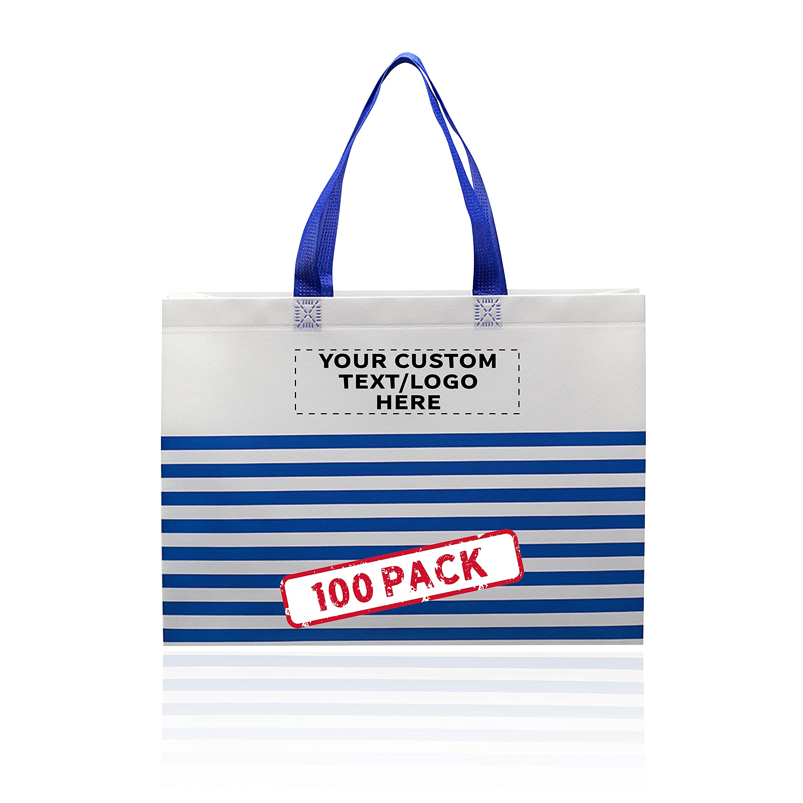Customizable Striped Tote Bags Set - Non Woven, Reusable - Beach & Shopping