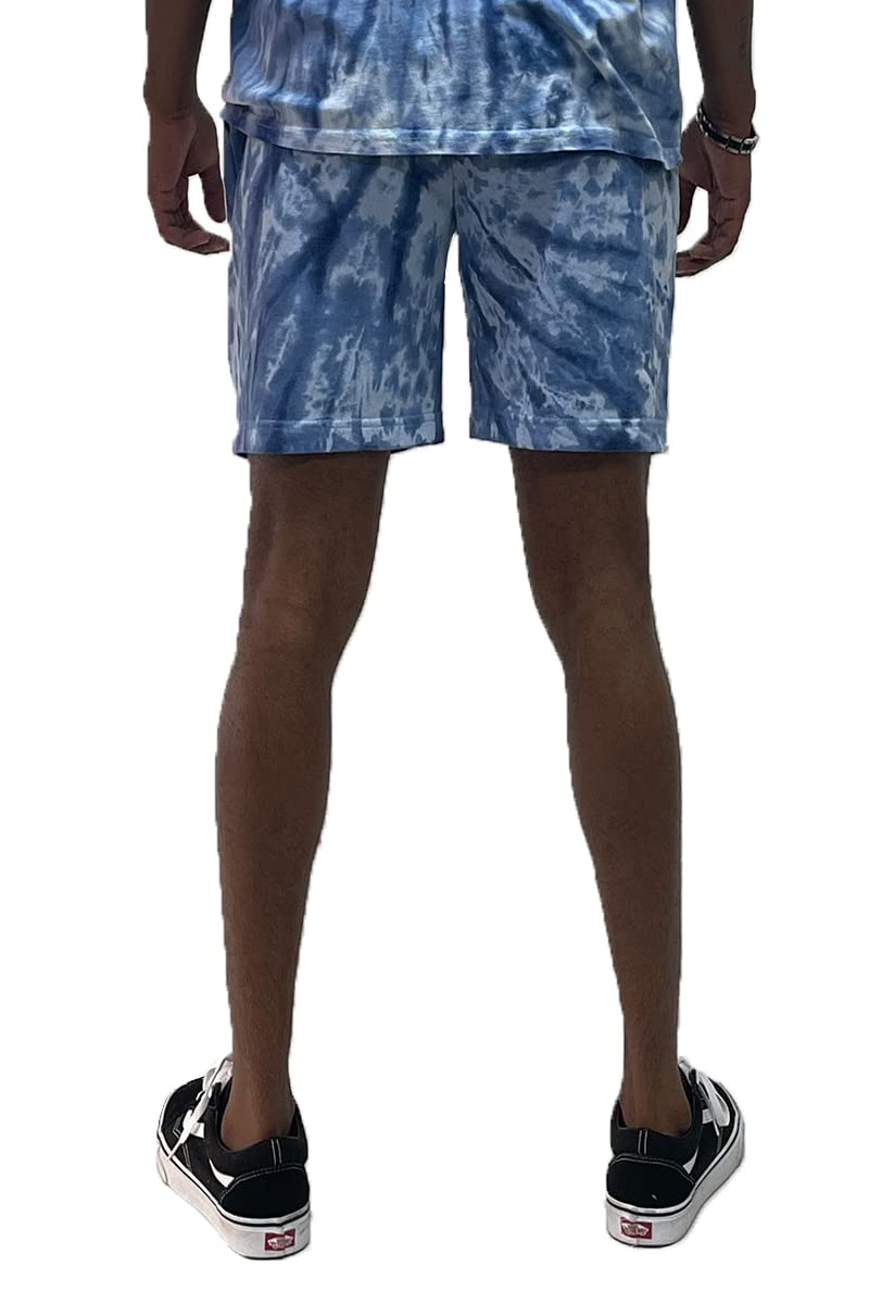 WEIV GEAR Men's Tie Dye Casual Shorts with Drawstring Elastic Waist - Breathable Workout Active Beach Pants with Pockets for Gym, Running, Travel & Summer Outdoor Activities