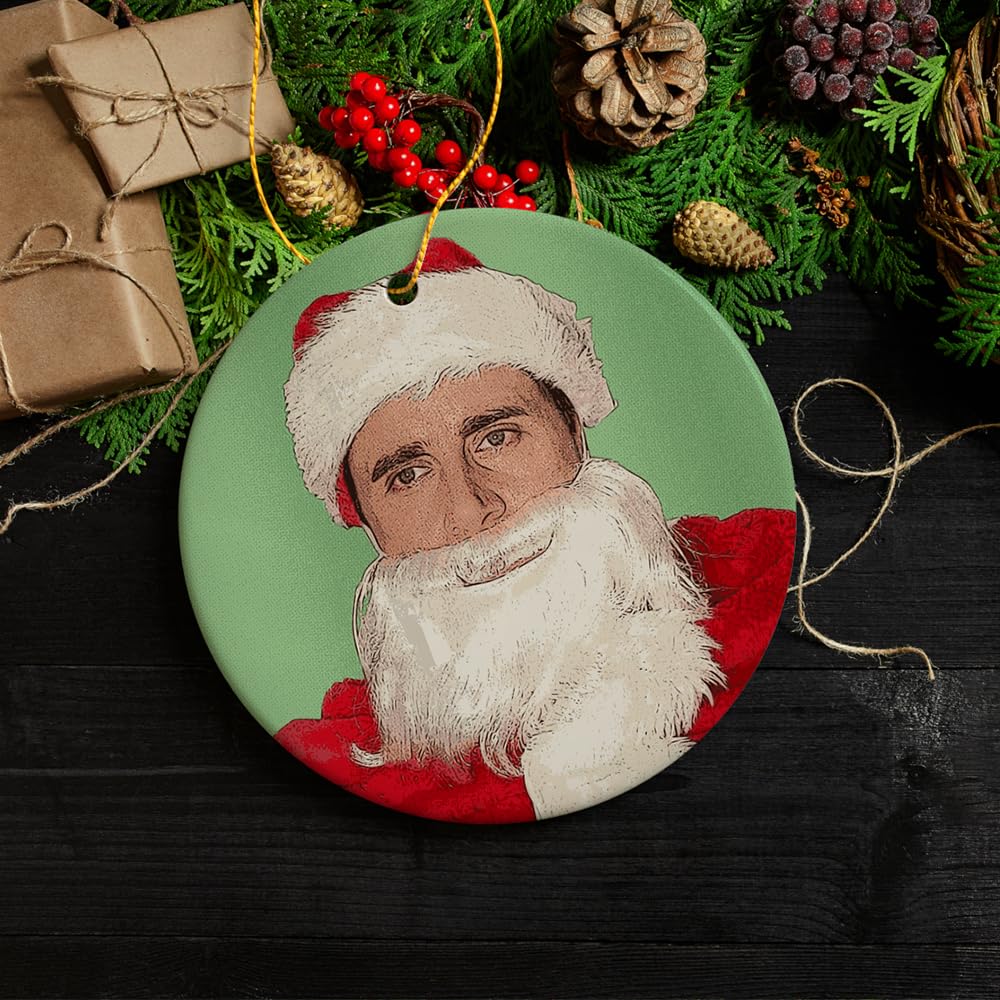 The Office Santa Michael Scott Christmas Ornament - Fun Holiday Decoration for Fans | Perfect TV Show Themed Gift for Christmas Tree & Office Decor