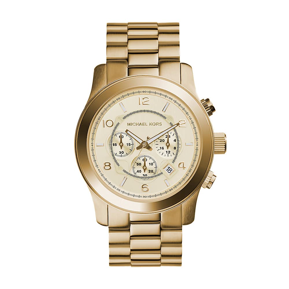 Michael Kors Runway Chronograph Stainless Steel Watch for Women - Luxury Fashion Timepiece with Date Window & Water Resistance - Perfect for Office, Parties & Everyday Wear