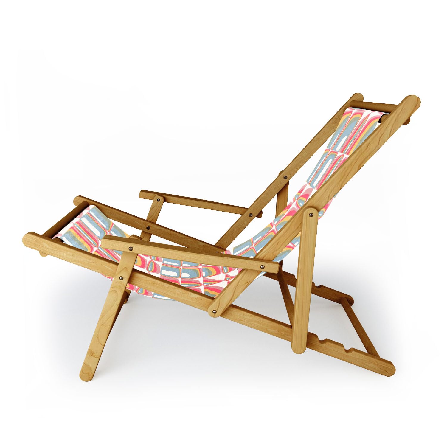 Deny Designs Outdoor Sling Chair - Lightweight Portable Patio Lounge Chair for Backyard, Beach, Camping - Adjustable Reclining Foldable Chair with Cup Holder (Multi-Color)
