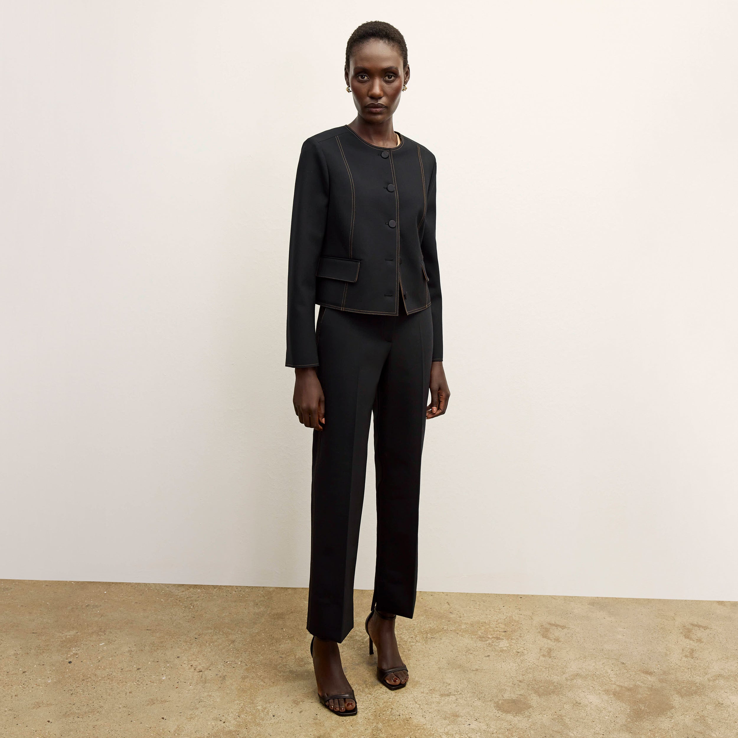 Sella Pant Luxe Wool Pants for Women - Black/Light Saddle Color - Premium Comfort & Style for Office, Travel & Casual Wear