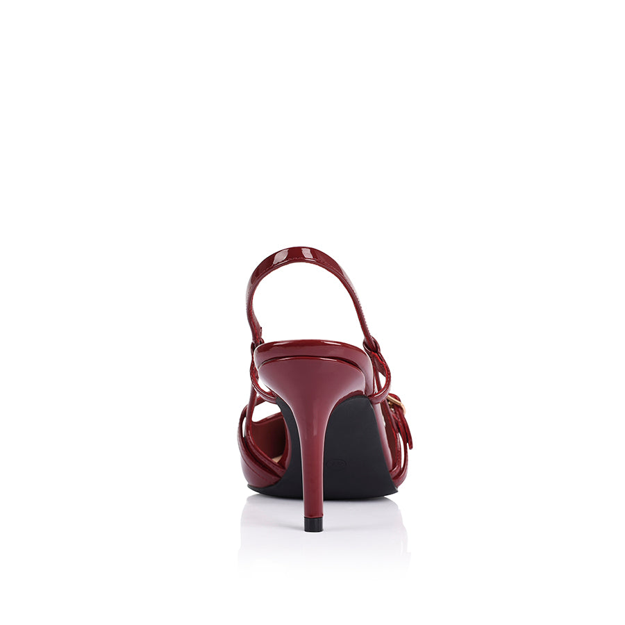 Leia Slingback Stilettos - Women's High Heel Dress Shoes with Wine Patent Leather for Party, Wedding & Evening Events