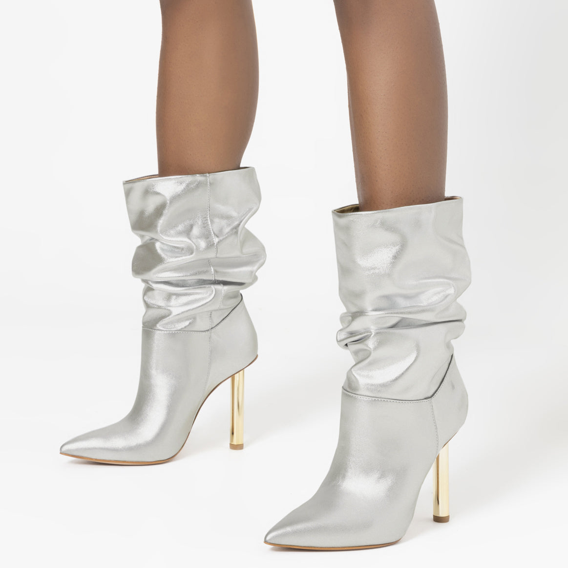Ashlee Metallic Leather Ankle Boots for Women - Stylish Pin Heel Booties for Night Out, Party & Office Wear
