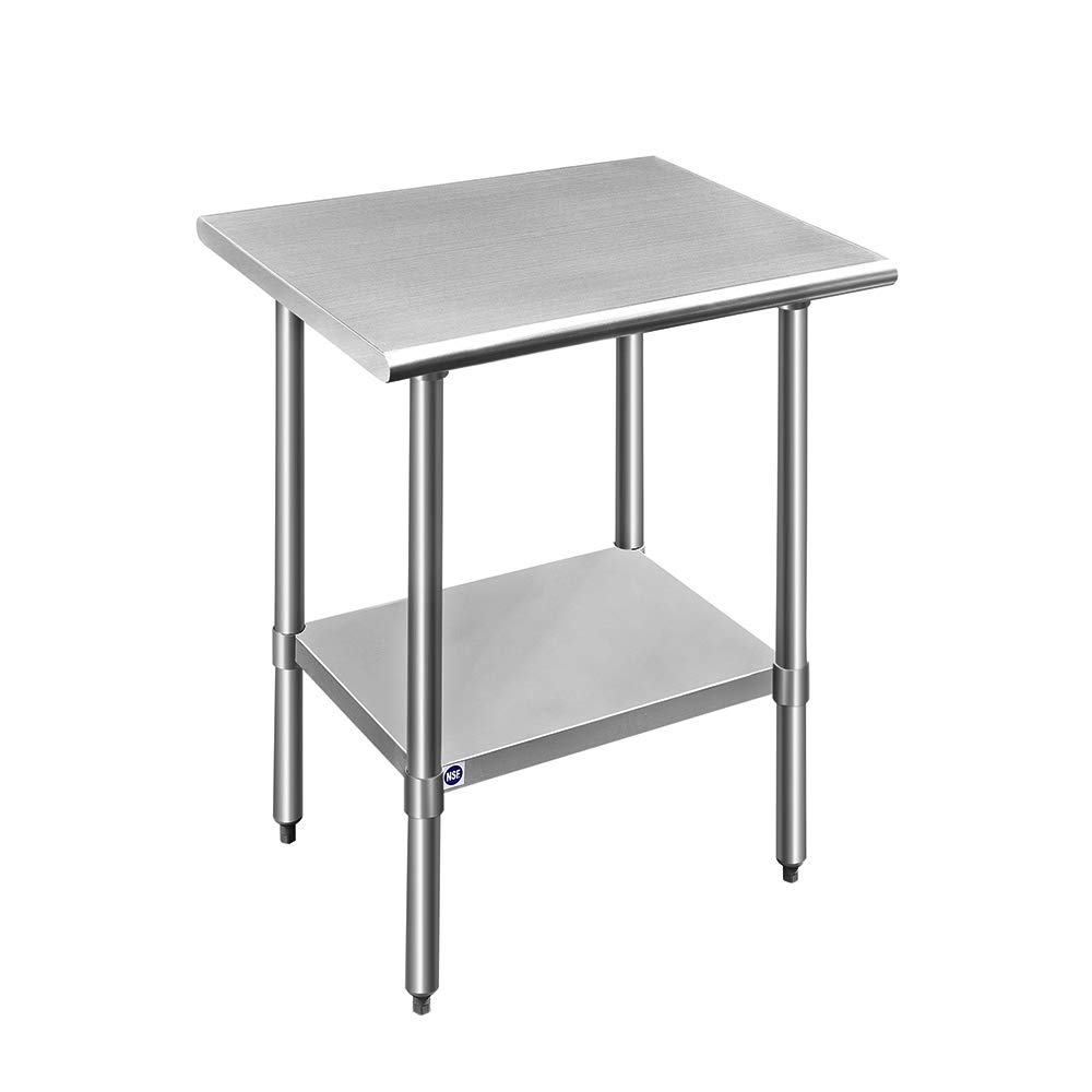 ROCKPOINT 24x30 Inch Stainless Steel Commercial Kitchen Prep Table - NSF Certified Heavy Duty Work Table with Adjustable Under Shelf & Leveling Feet - Perfect for Restaurants, Hotels, Home Kitchens & Food Prep Areas